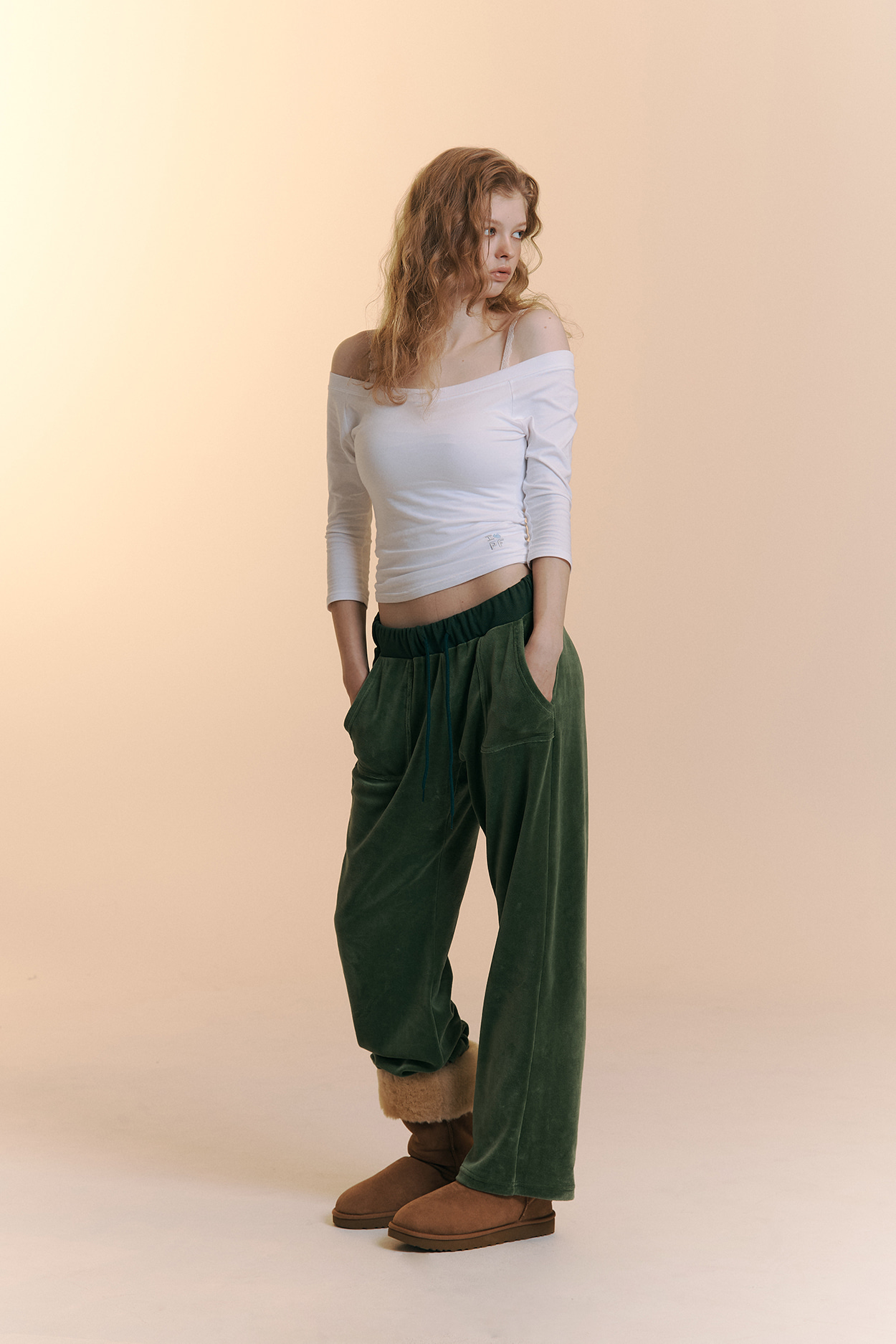 pleaseNOFOLLOW - Zed Off-Shoulder Long Sleeve Top (White)