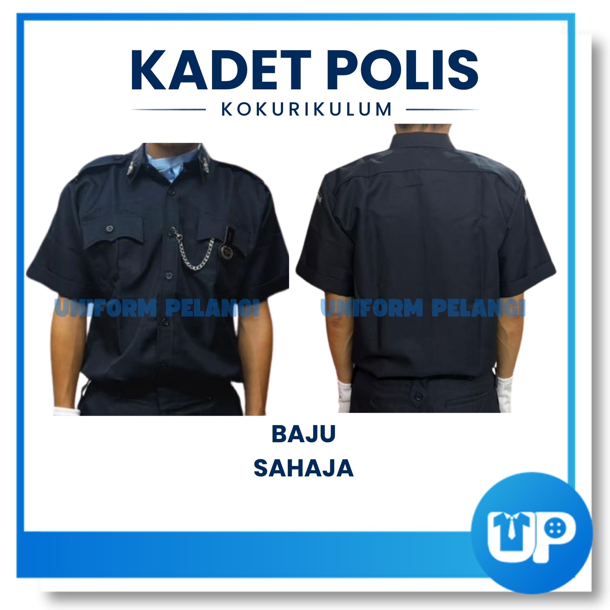 Persatuan Kadet Polis Baju Biru Gelap Pakaian Seragam Kadet kokurikulum Sekolah Uniform Baju Kemeja Dark Blue