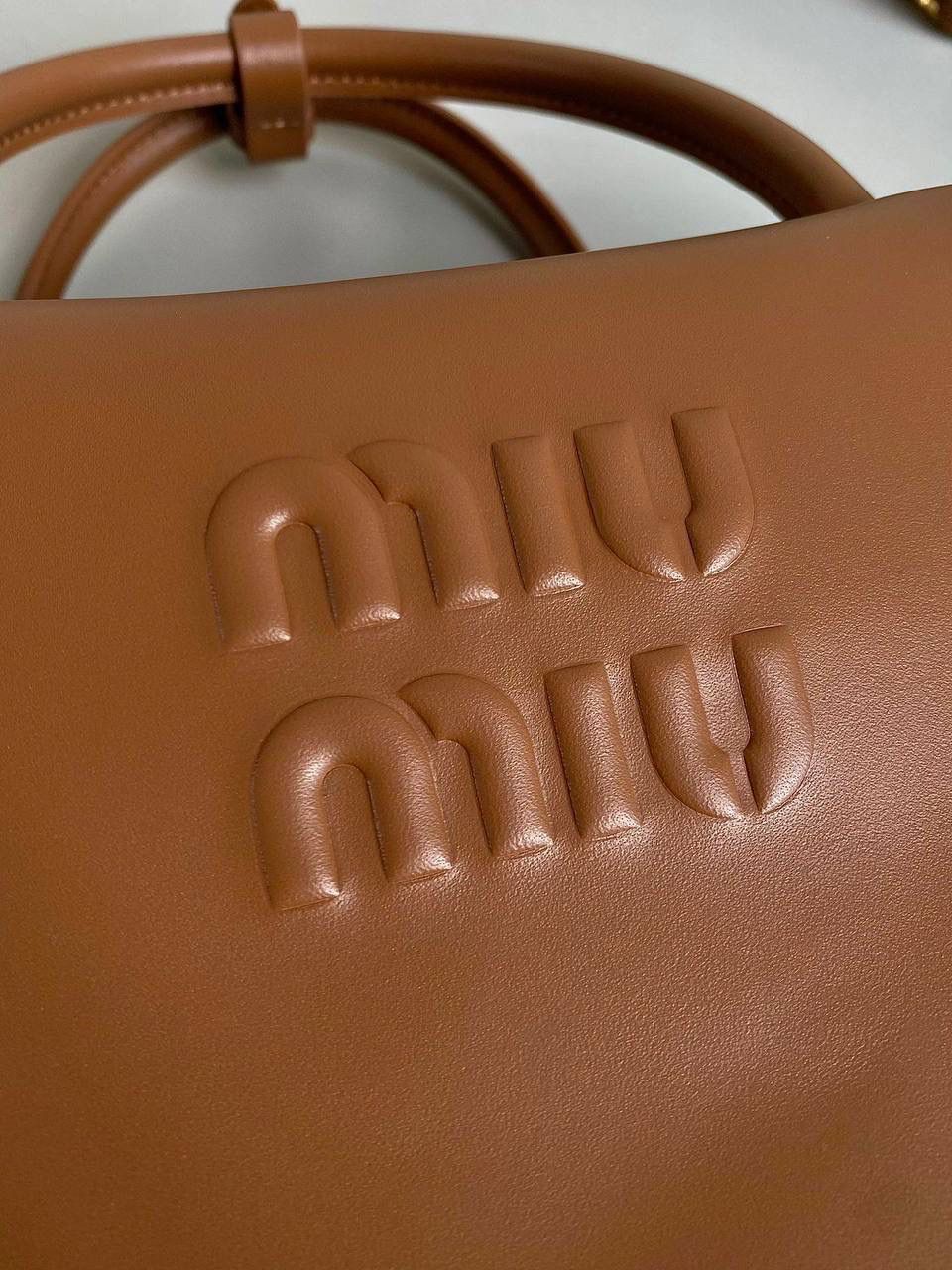 🈶焦糖色 | 肩带款 𝗠𝗶𝘂𝗠𝗶𝘂23秋冬公文包 比经典老款多了一条长肩带 斜挎手拎更加实用，直接翻红啦！！ 看似一样，实际尺寸上有轻微小改 但差异不大，整体也比老款要薄一点 斜挎起来更有轻盈感，不会显得太笨重 近两年miu水涨船高，爆款制造机 出什么火什么，杀疯了已经，都去冲 一整个甜酷少女感路线，赢麻了！！ 23×34×10cm，#F0020m