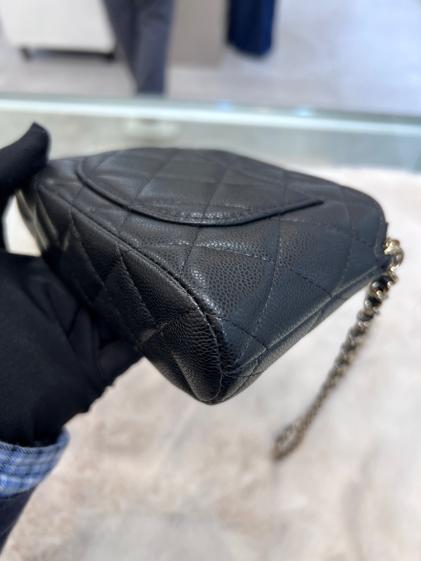 【預訂貨品】Full set👜芯片款 Chanel黑金荔枝牛皮mini貝殼包 