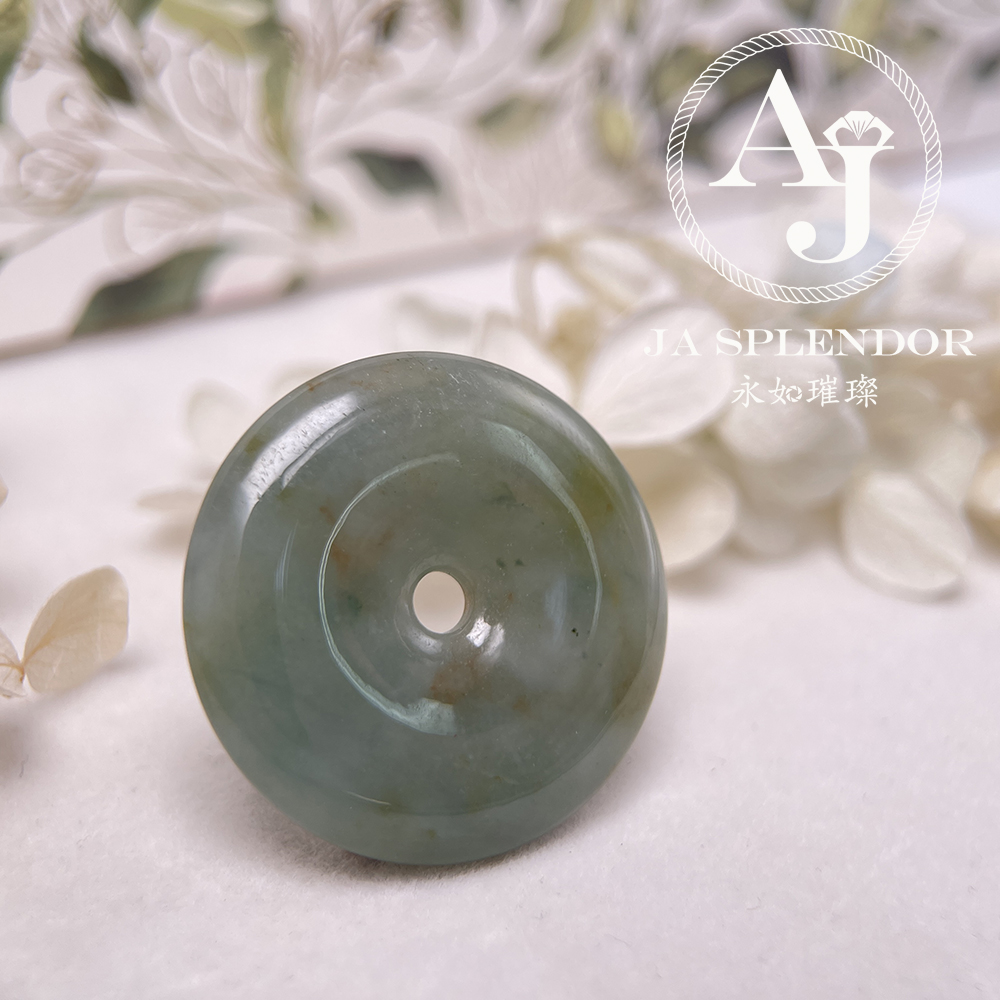 JN-218 天然翡翠A玉 特色綠映紅平安扣