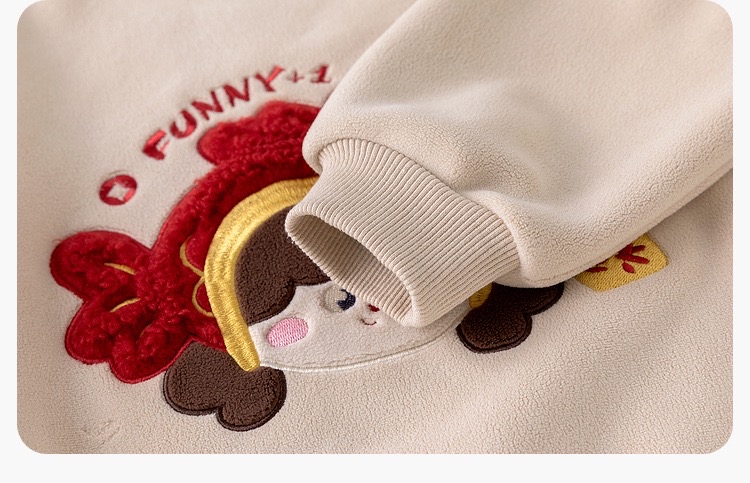 部分現貨🧨新年款預訂🧨兩色年年有魚卡通毛毛刺繡貼花抓絨衛衣