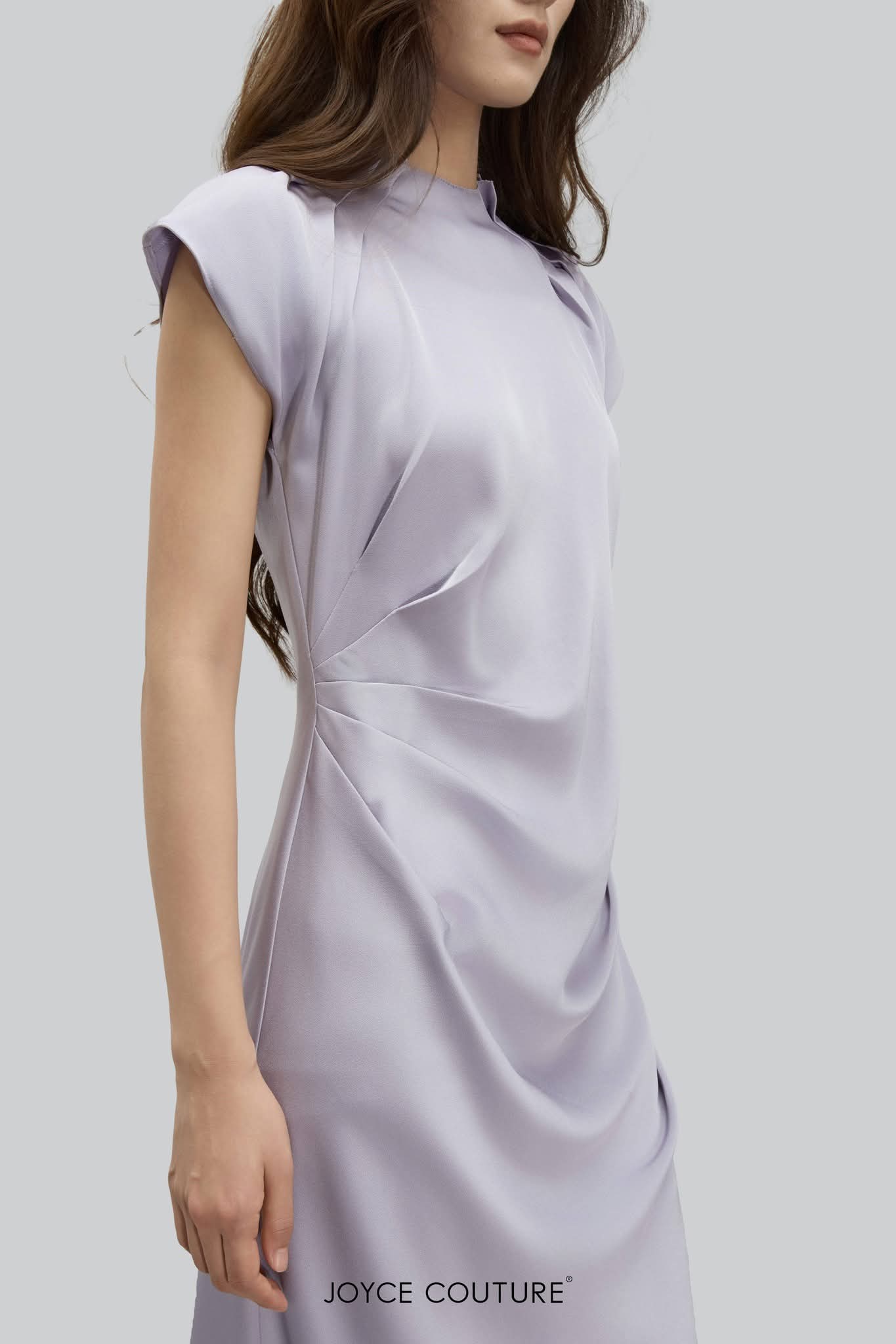 法式袖中长连衣裙 D0332