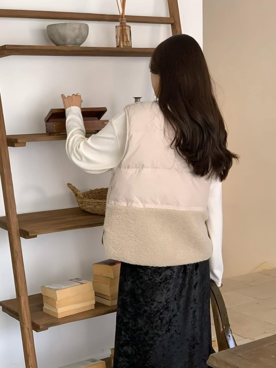 Goose down 拼羔毛羽絨背心