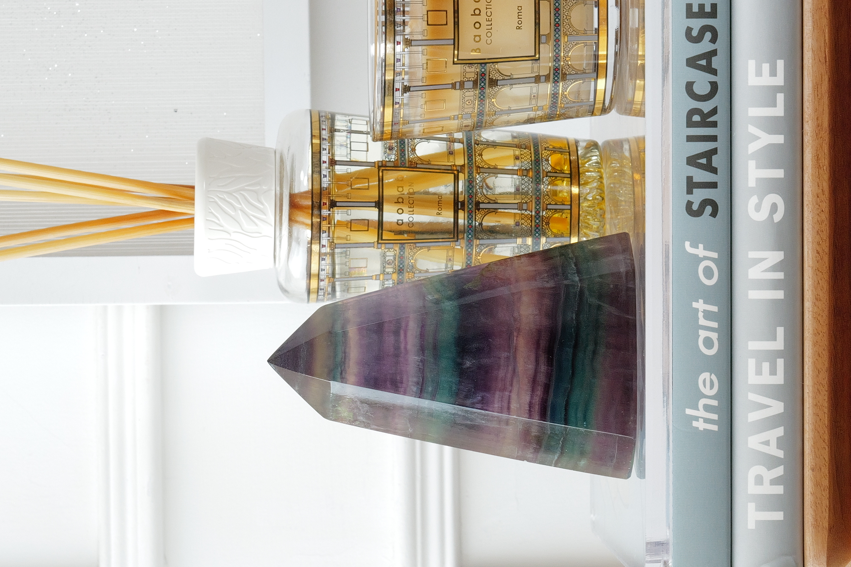 ༒12.8cm彩螢石千層紋塔尖六角柱༒ FL.390AH26JG7AA*106M