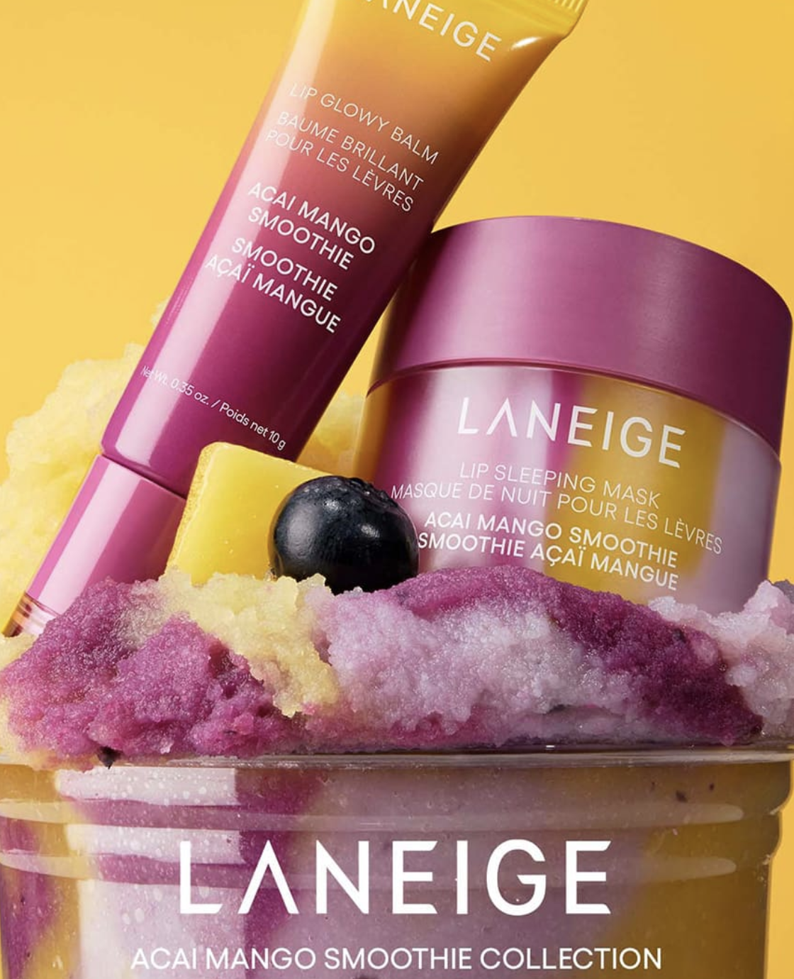 夏日限定｜韓國 LANEIGE 全新 巴西莓芒果冰沙 潤唇膏 10g｜Lip Glowy Balm