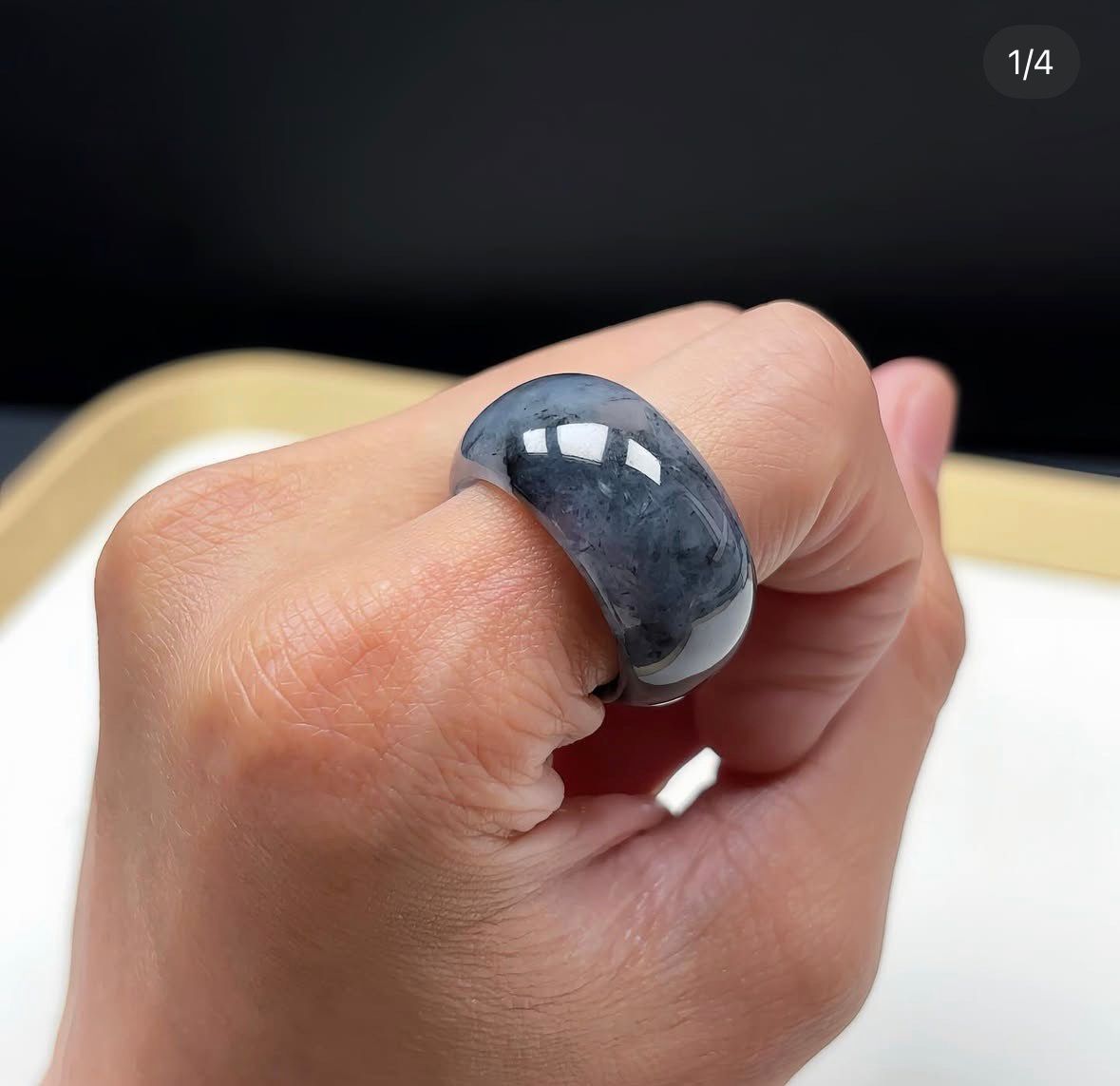 冰山水烏雞翡翠玉戒指（17港圈）