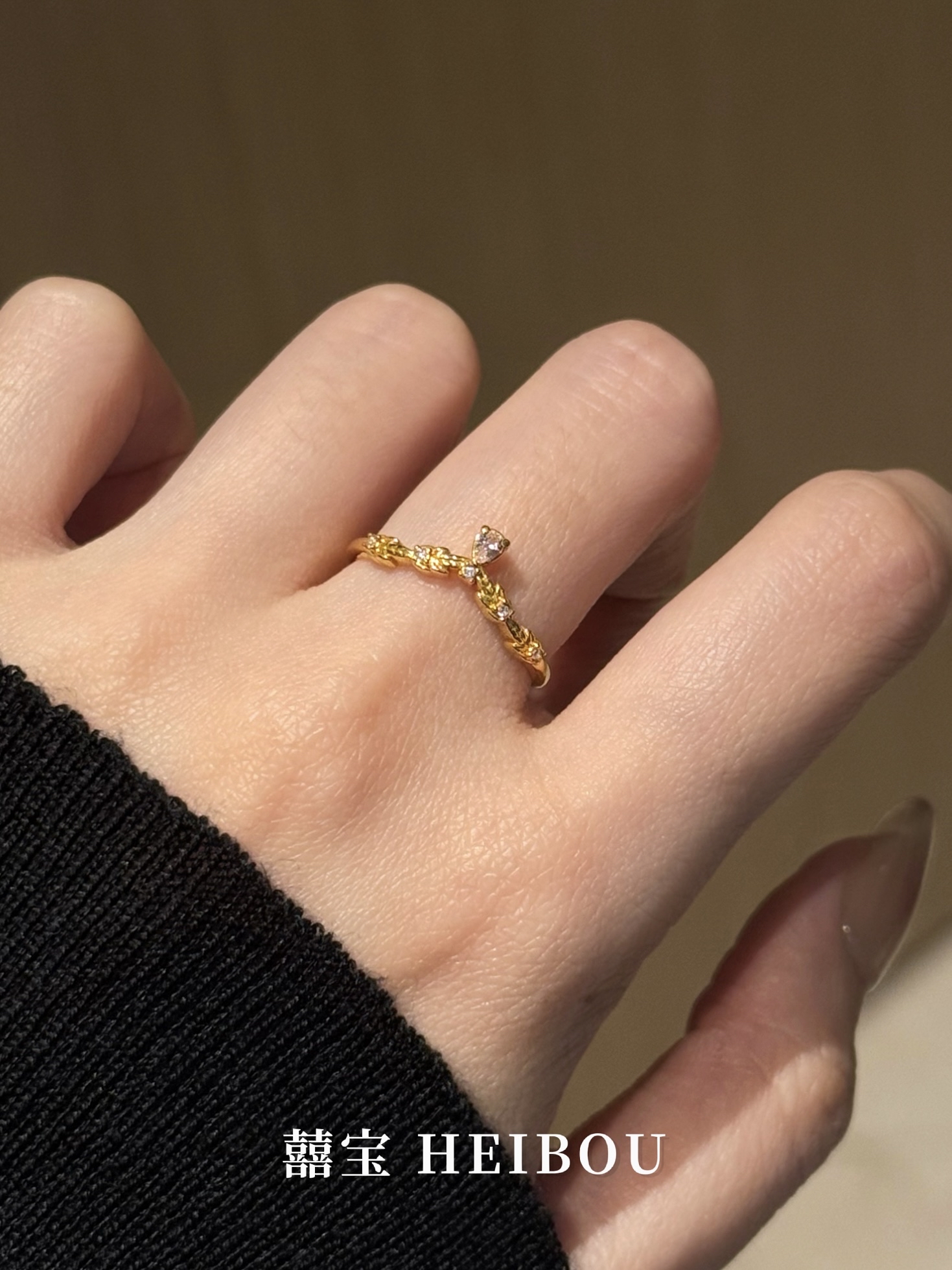 【6D镶嵌】花枝粉水滴-戒指