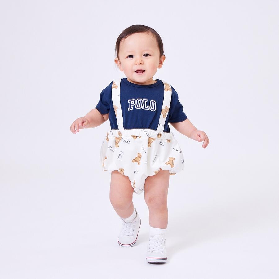 Polo Baby 拼色吊帶連身衣 70/80cm