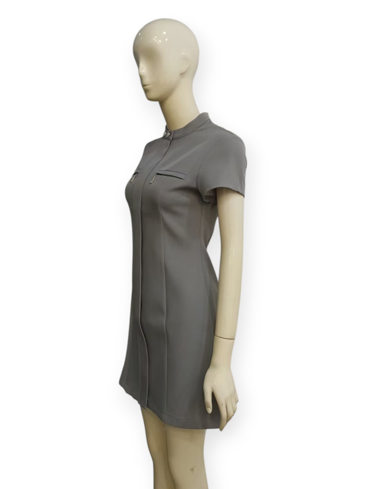Stand-Collar Suiting Dress M233