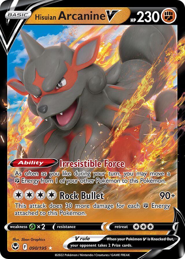 Pokemon TCG Silver Tempest - Hisuian Arcanine V-090/195