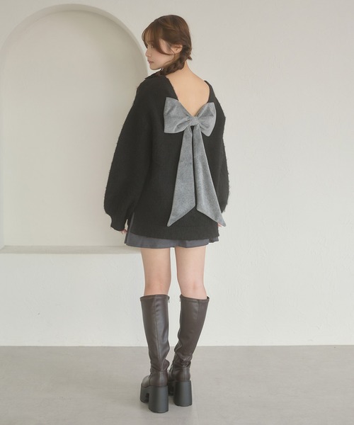 大蝴蝶結後背針織冷衫