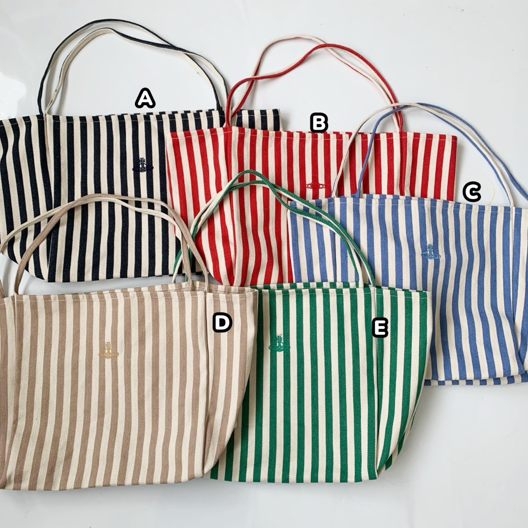 Vivienne Westwood 土星刺繡條紋帆布袋