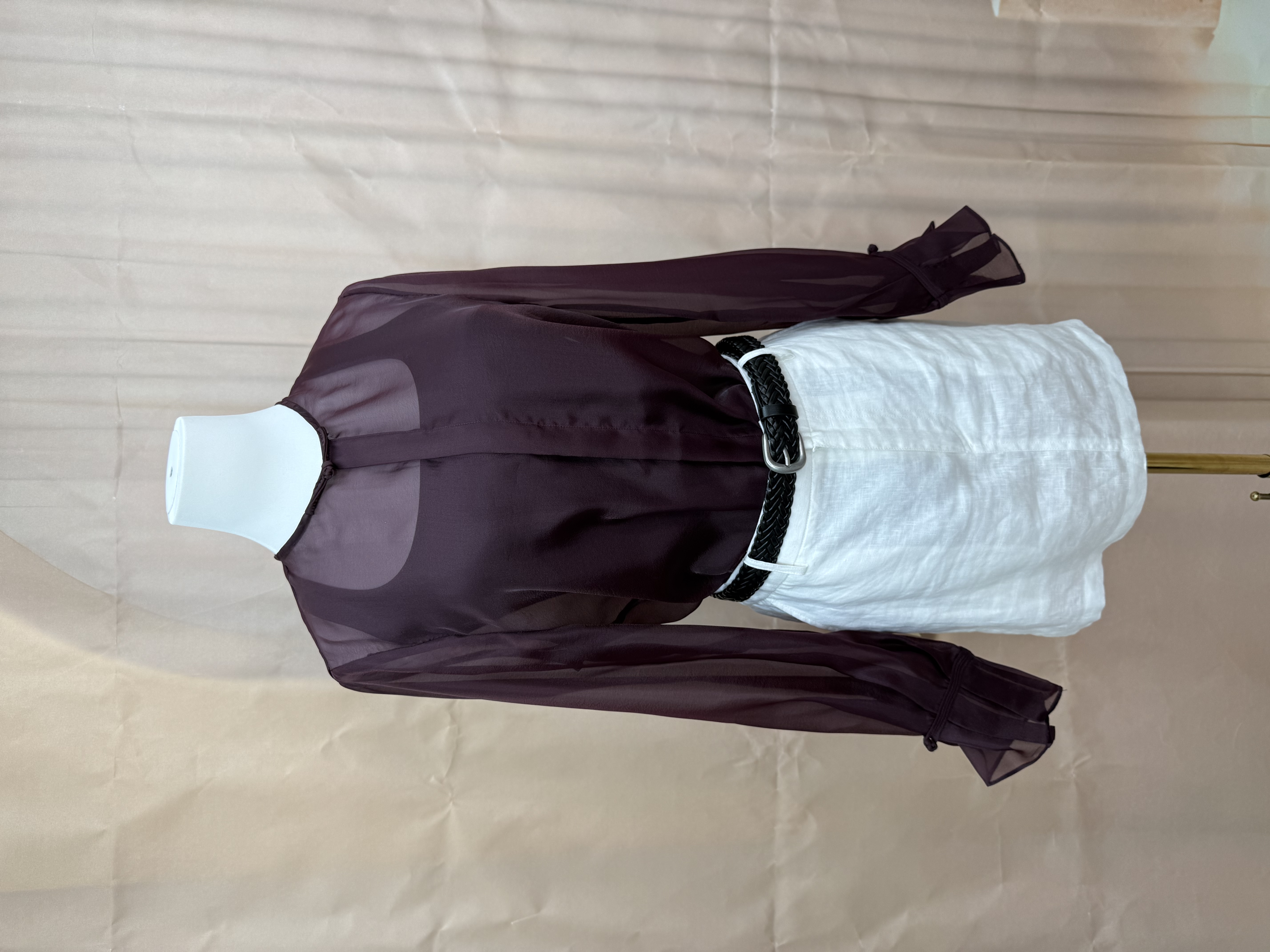 雾感欧根纱圆领开衫