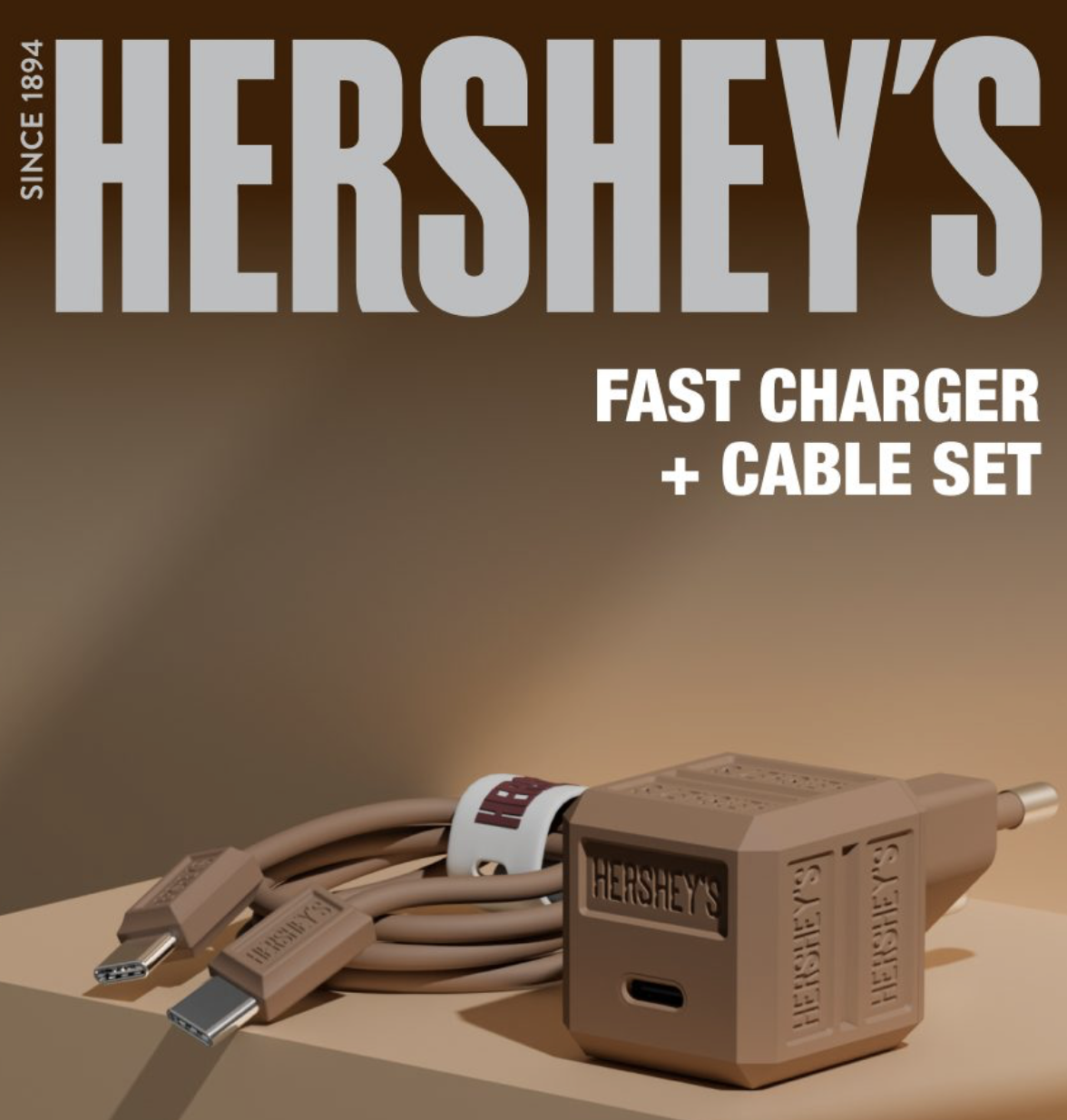 韓國 HERSHEY'S Kisses 朱古力磚 20W 高速充電器  ｜Fast Charger +Cable Set