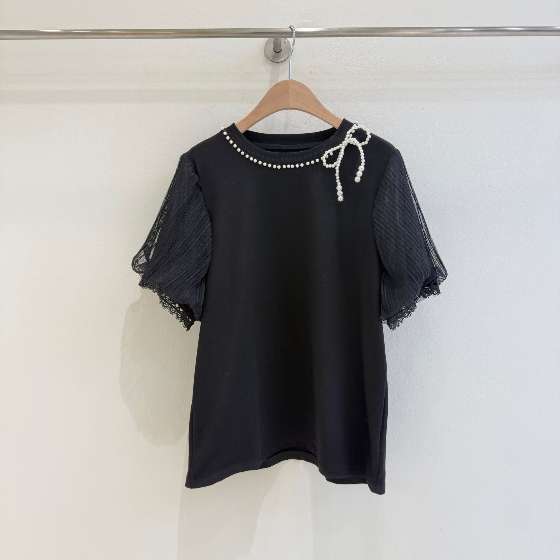 CT26 清新甜美蝴蝶珍珠領上衣 