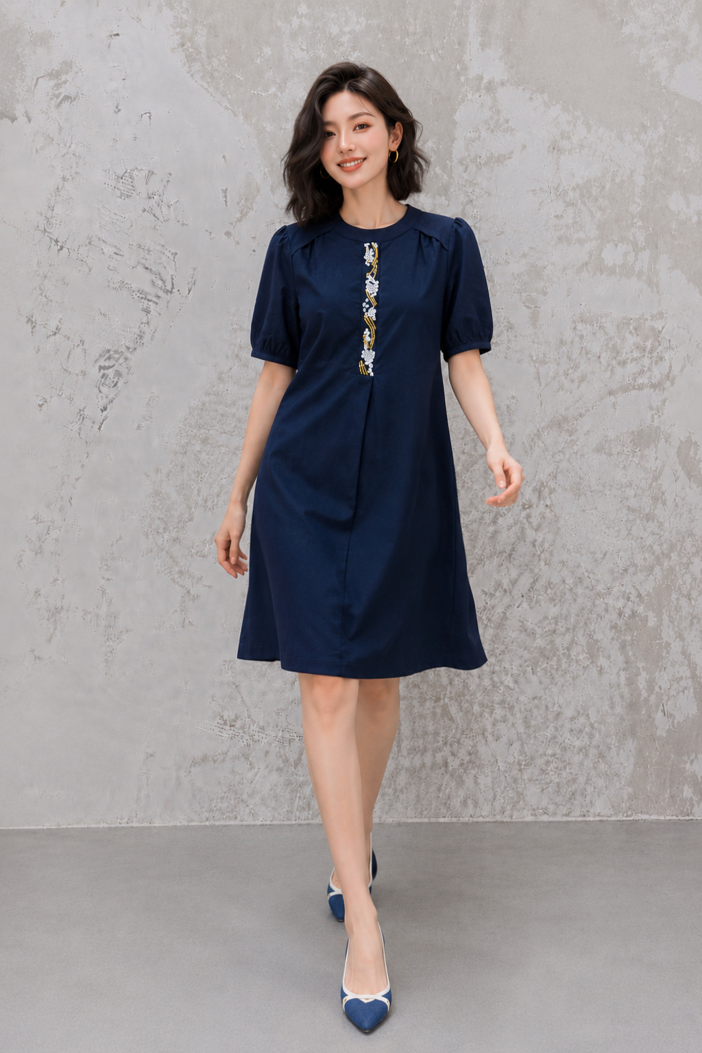 311231 Olive Lace Accent Shift Dress