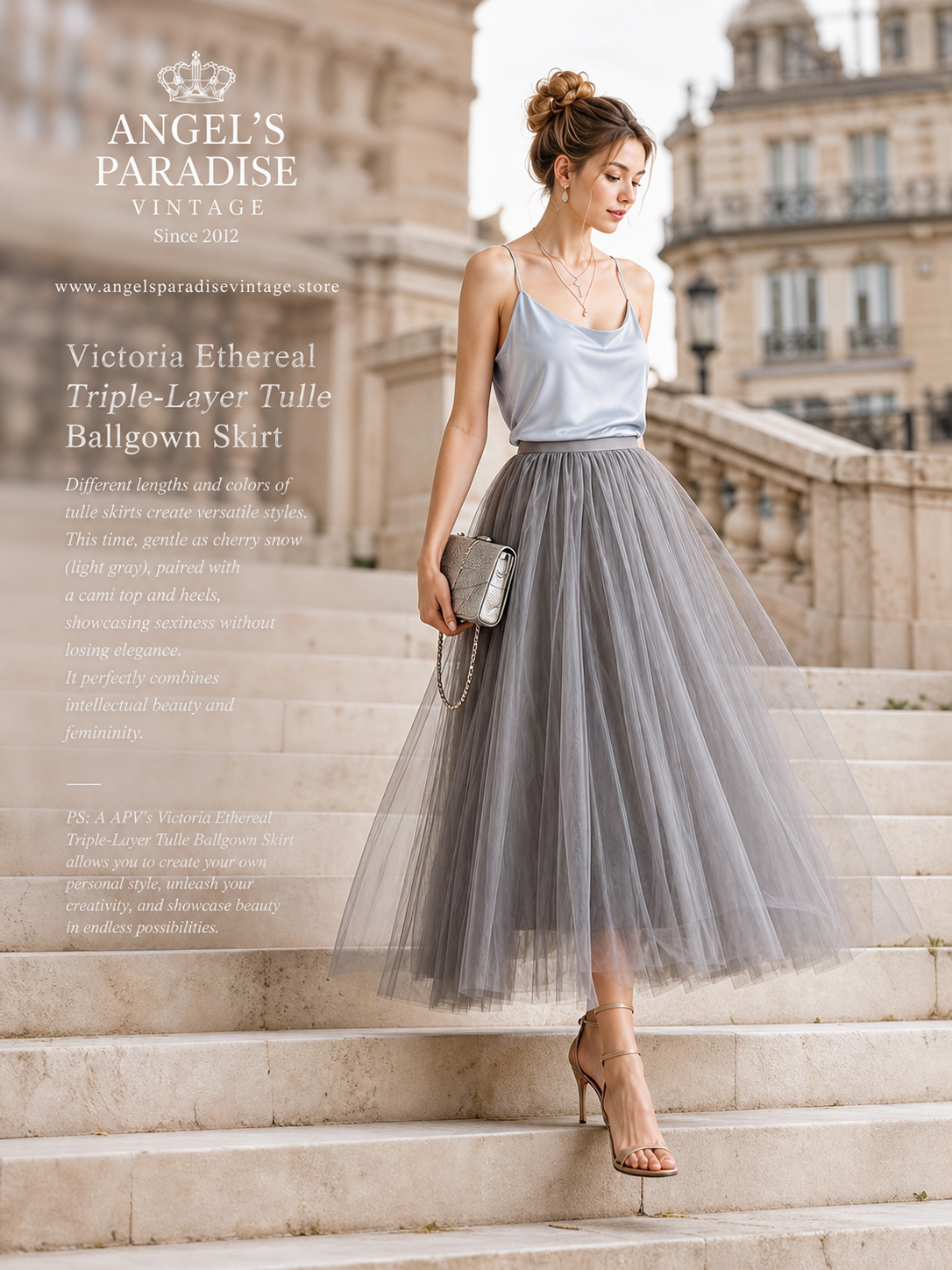 維多利亞繾綣夢幻三層輕紗大圓台蓬蓬裙Victoria Ethereal Triple-Layer Tulle Ballgown Skirt
