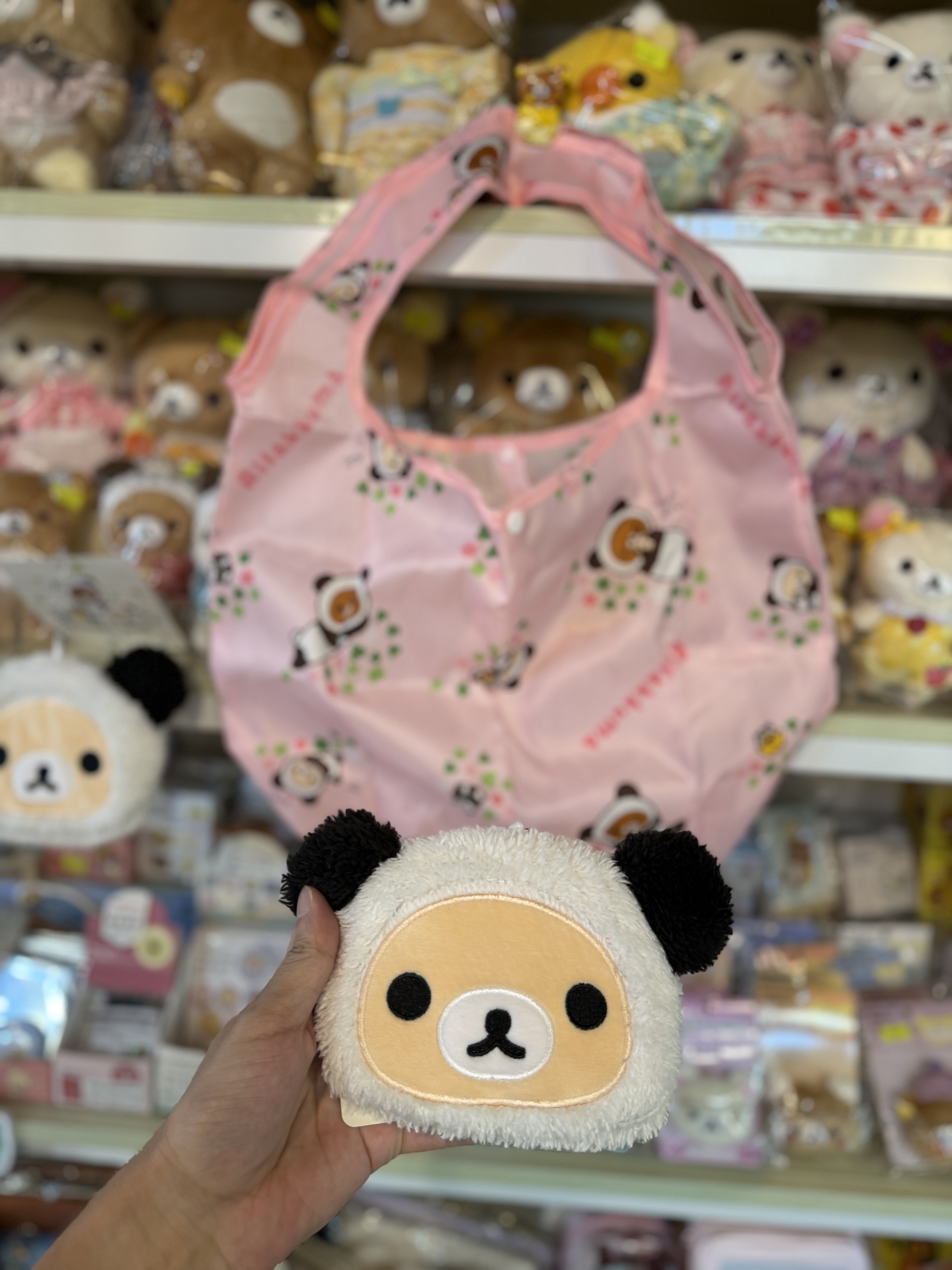 《現貨》全新日本限定Rilakkuma 熊貓造型公仔型環保袋連頭型環保收納袋