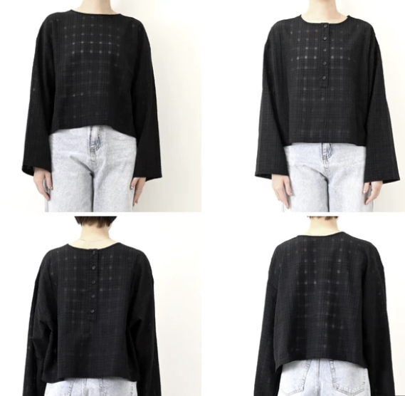 透視格紋前後兩穿上衣 - 2026 流行穿搭  長䄂襯衫 春夏時尚穿搭 柔軟舒適 優雅日常 易於配搭 日本直送   #JP-I-260034
