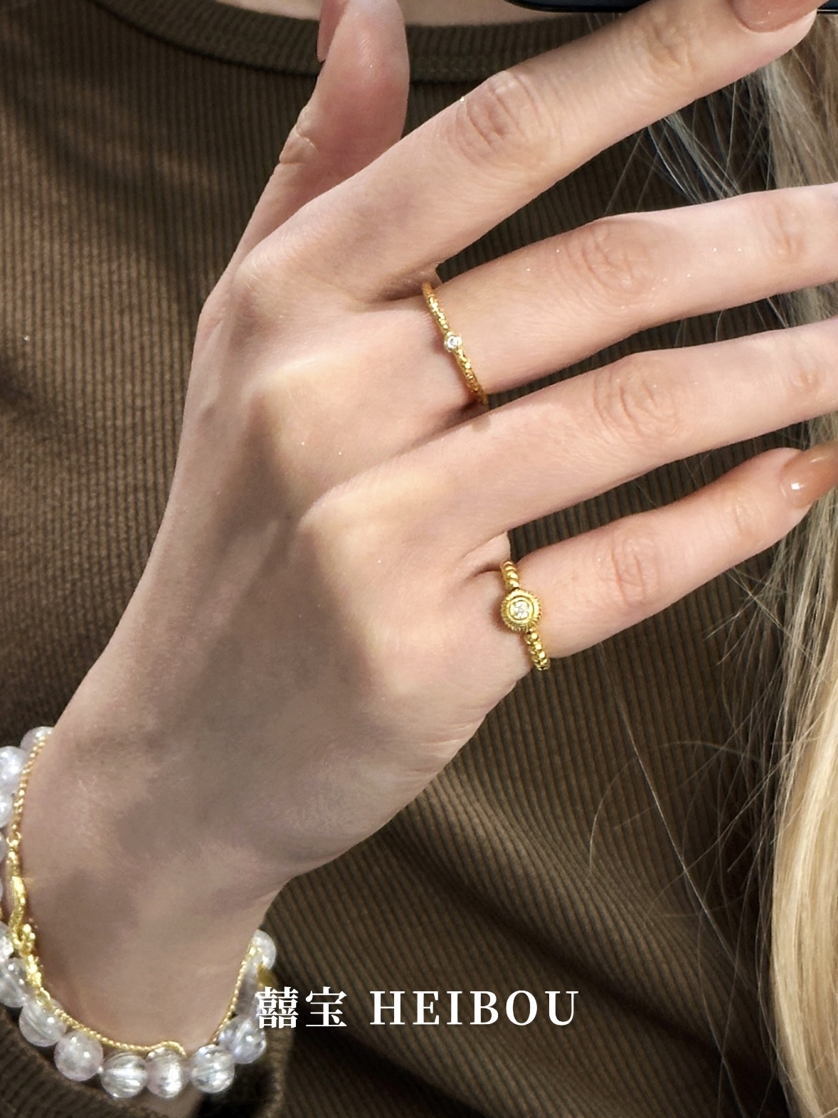 【古法实心】锤纹钻戒-戒指/尾戒