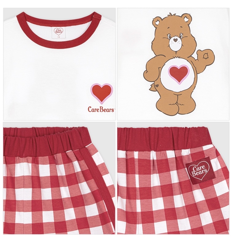 ☀️預訂 韓國直送☀️🇰🇷正版Care Bears兩色溫柔小熊印花格紋上下套裝