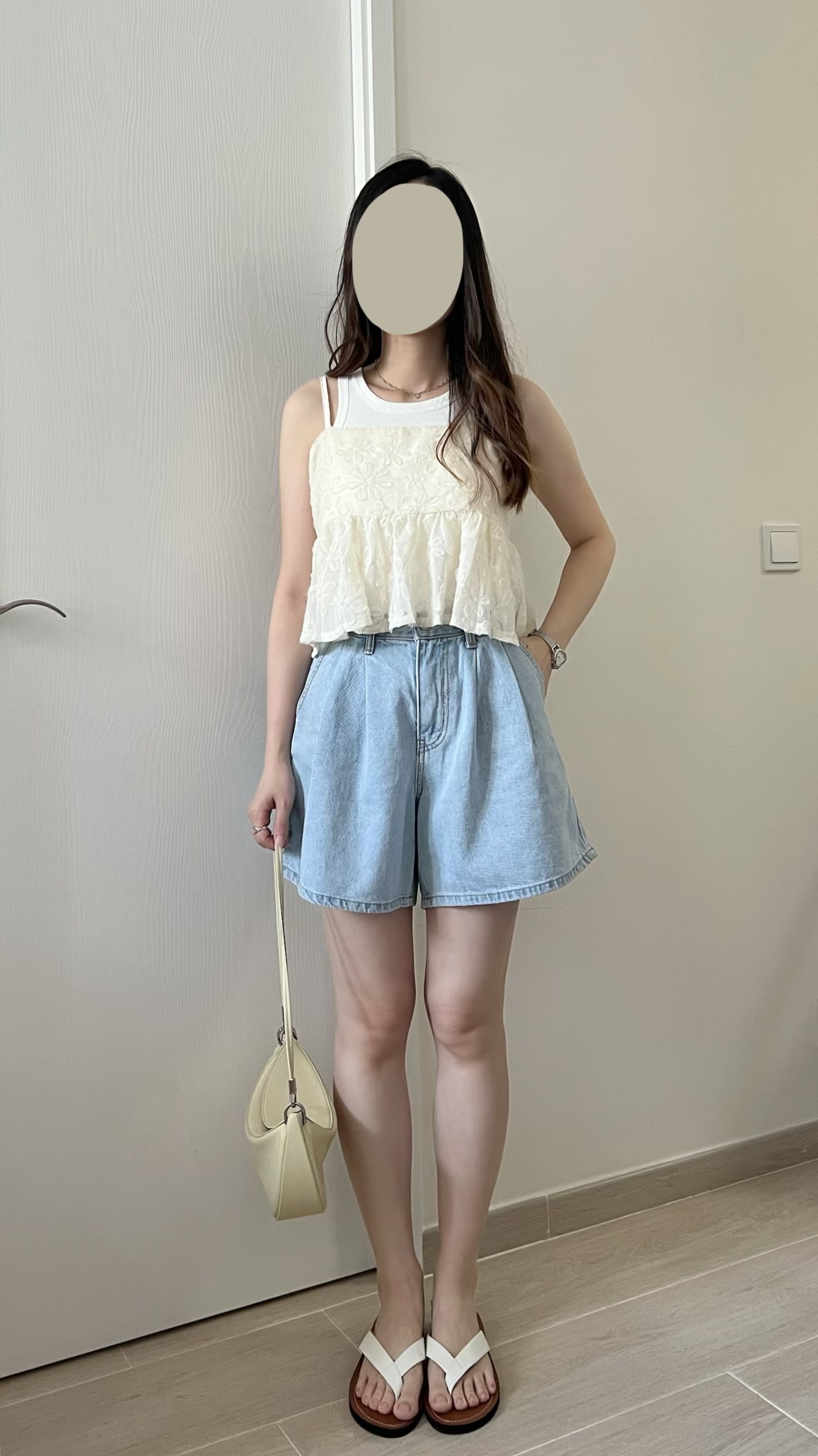 甜價仙氣花花兩穿吊帶背心 杏色