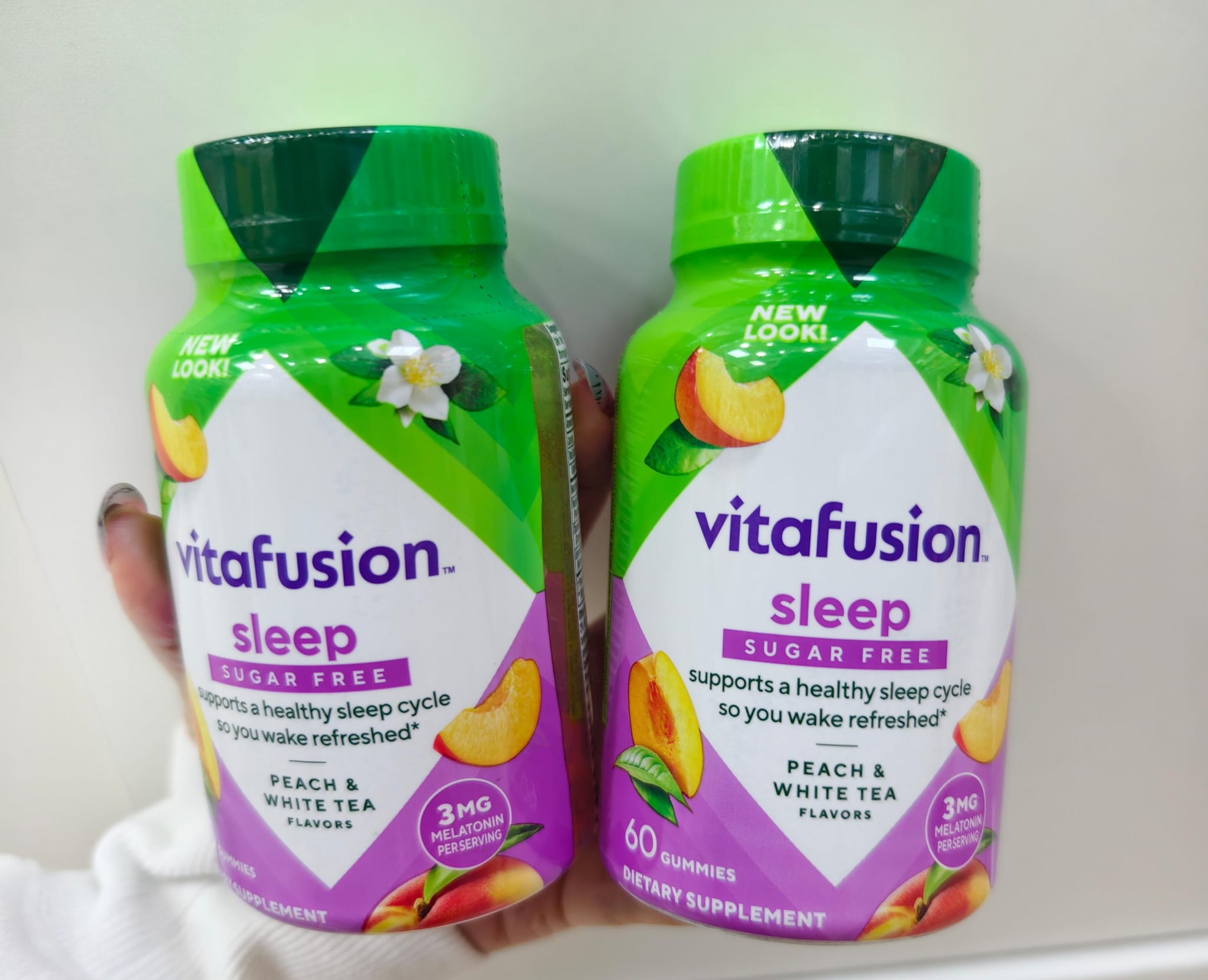 $95樽。2樽起$88樽。新版 美國🇺🇸Vitafusion SleepWell 褪黑素片睡眠咀嚼軟糖60粒（桃子味