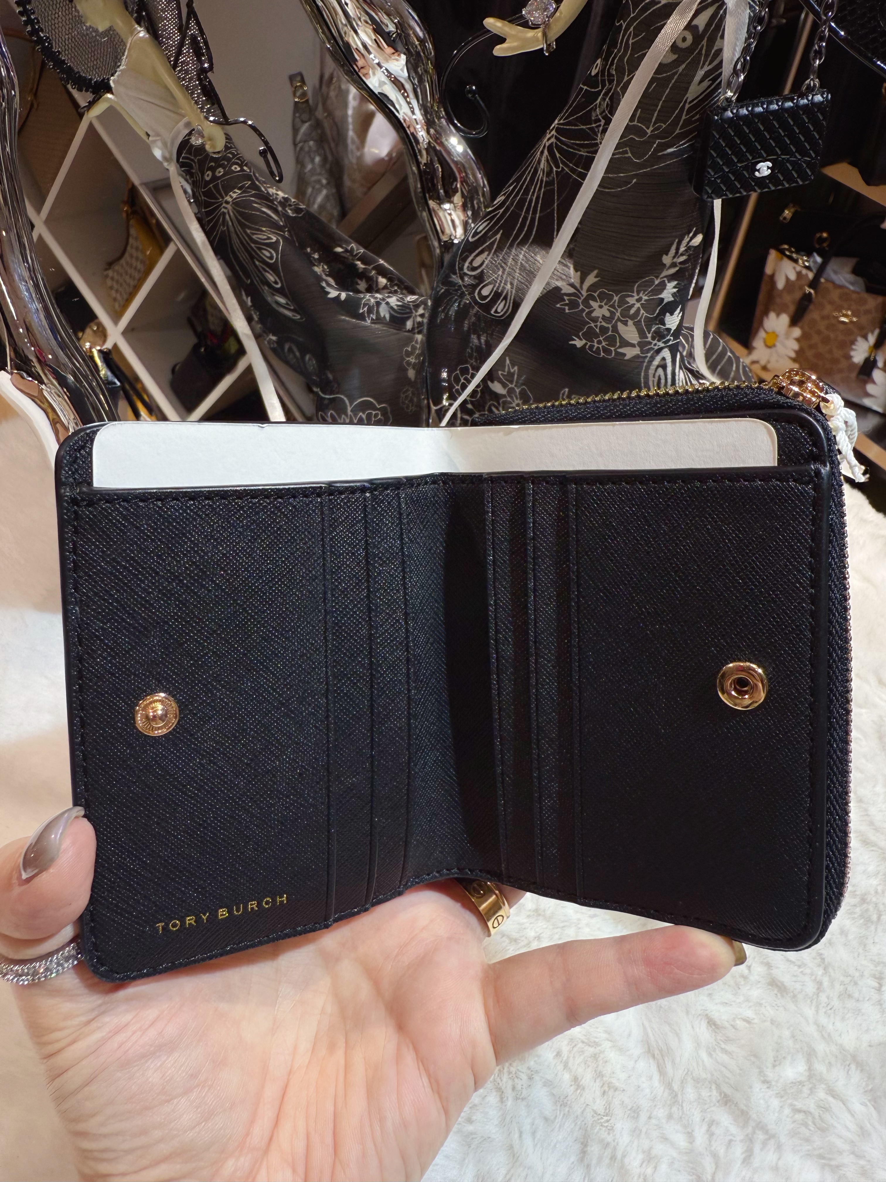Tory burch Emerson zip wallet sf/blk