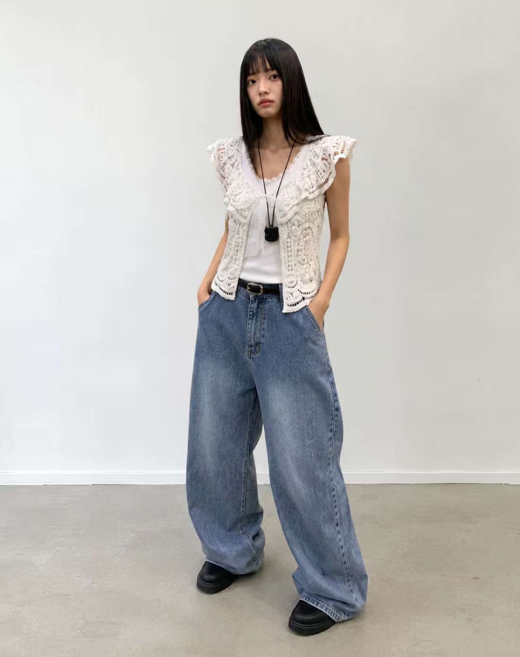  【預訂】韓國直送 蕾絲鉤花背心