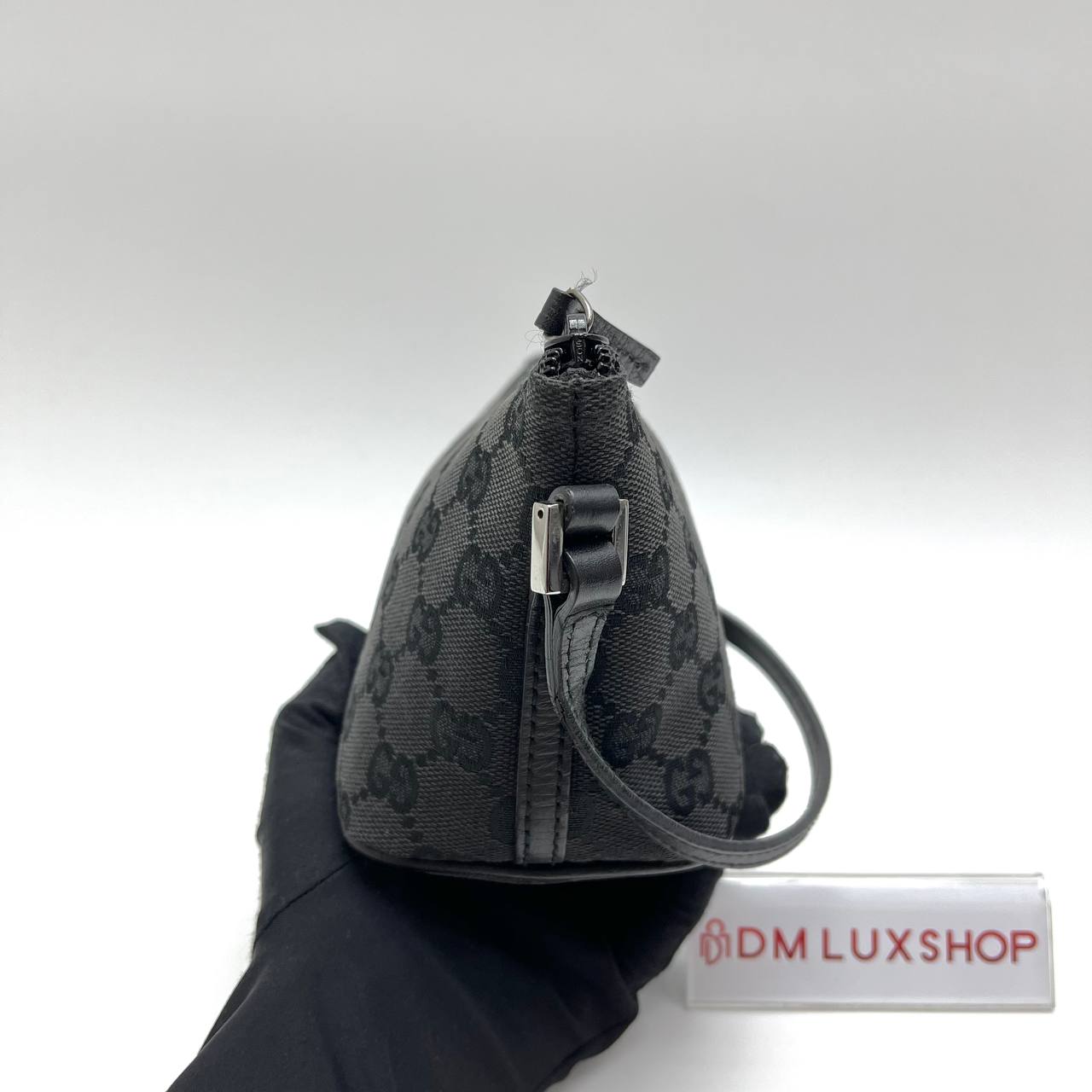 Gucci Black GG Canvas Boat Pochette