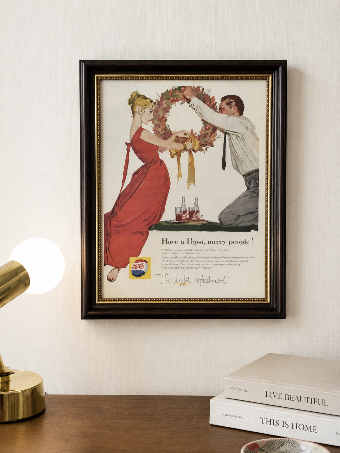 Framed Vintage Advert Poster Series- 1958 PEPSI-COLA Have a Pepsi Merry People Vintage Print Ad (MT2267)