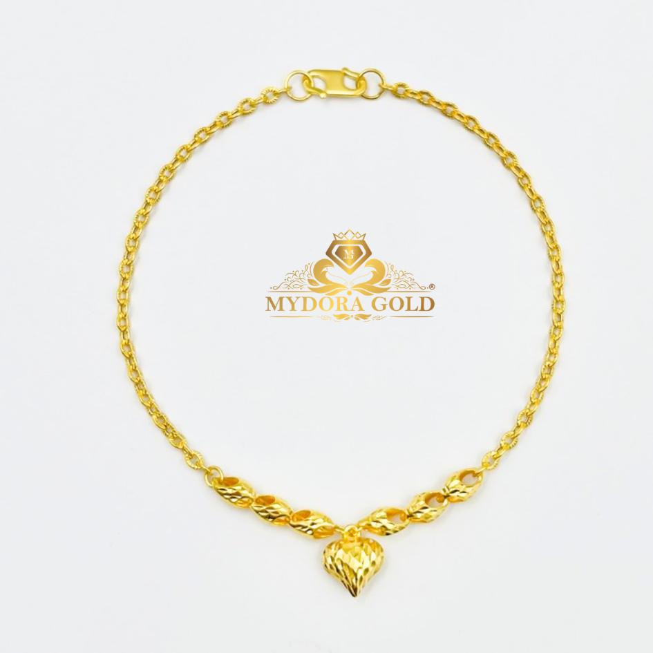 MYDORA Rantai Tangan Sauh Matahari Fesyen + Mini Siput Gantung Love Pahat l EMAS 916/22K