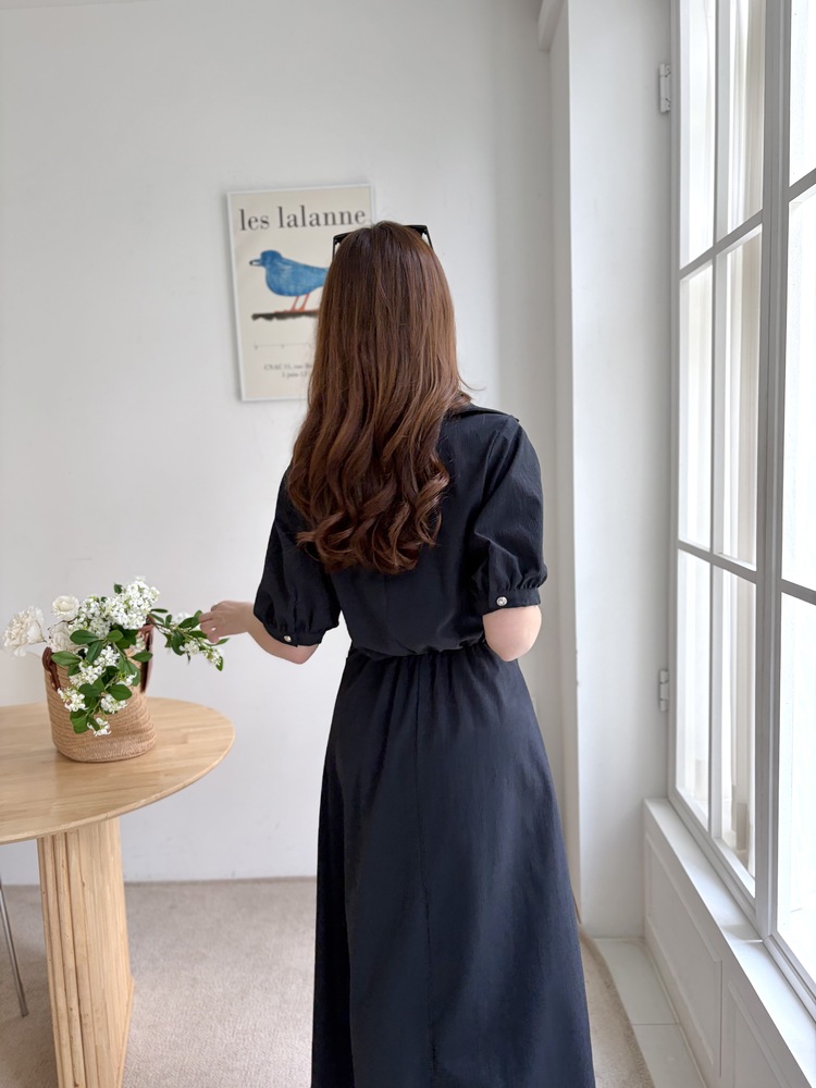 Lena Contoured Waist Dress (Navy)