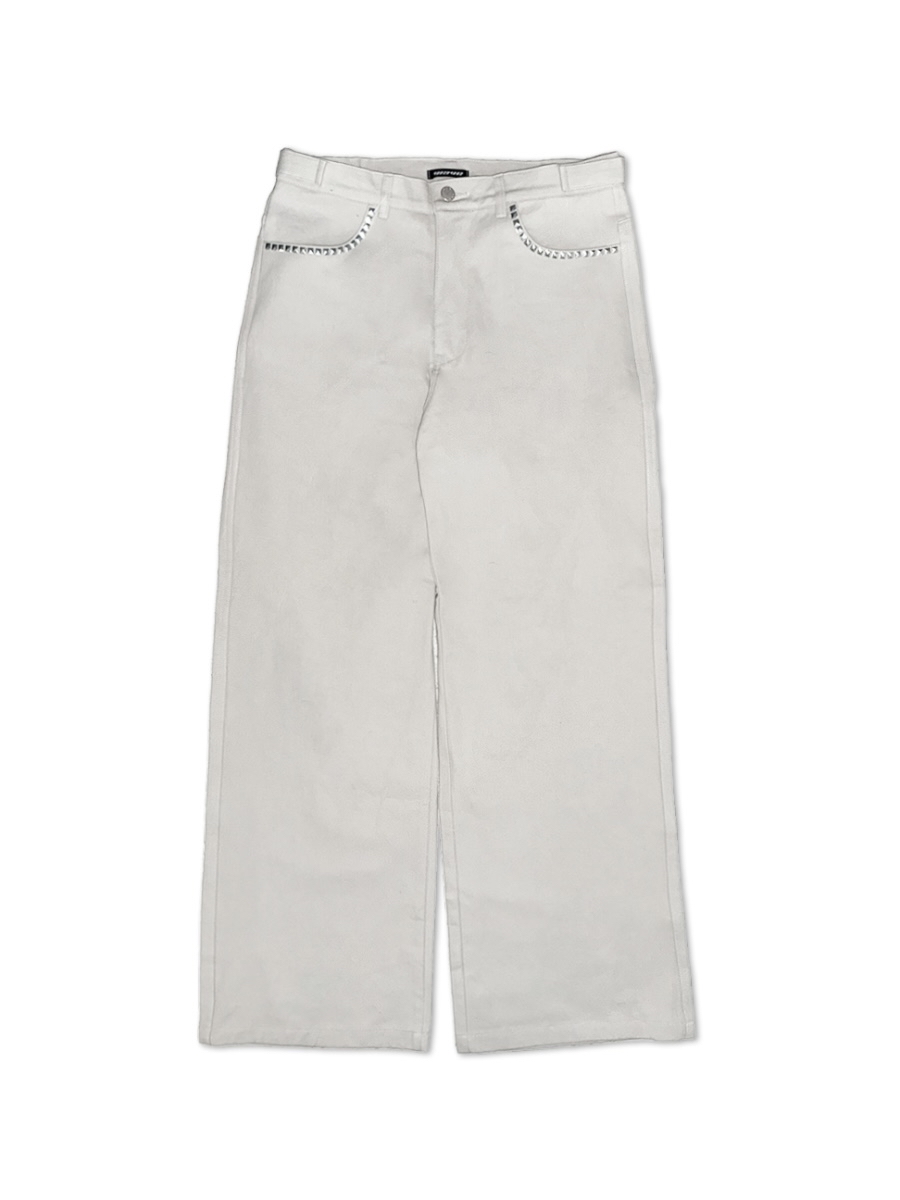 Cross Studded Wide-Leg Pants