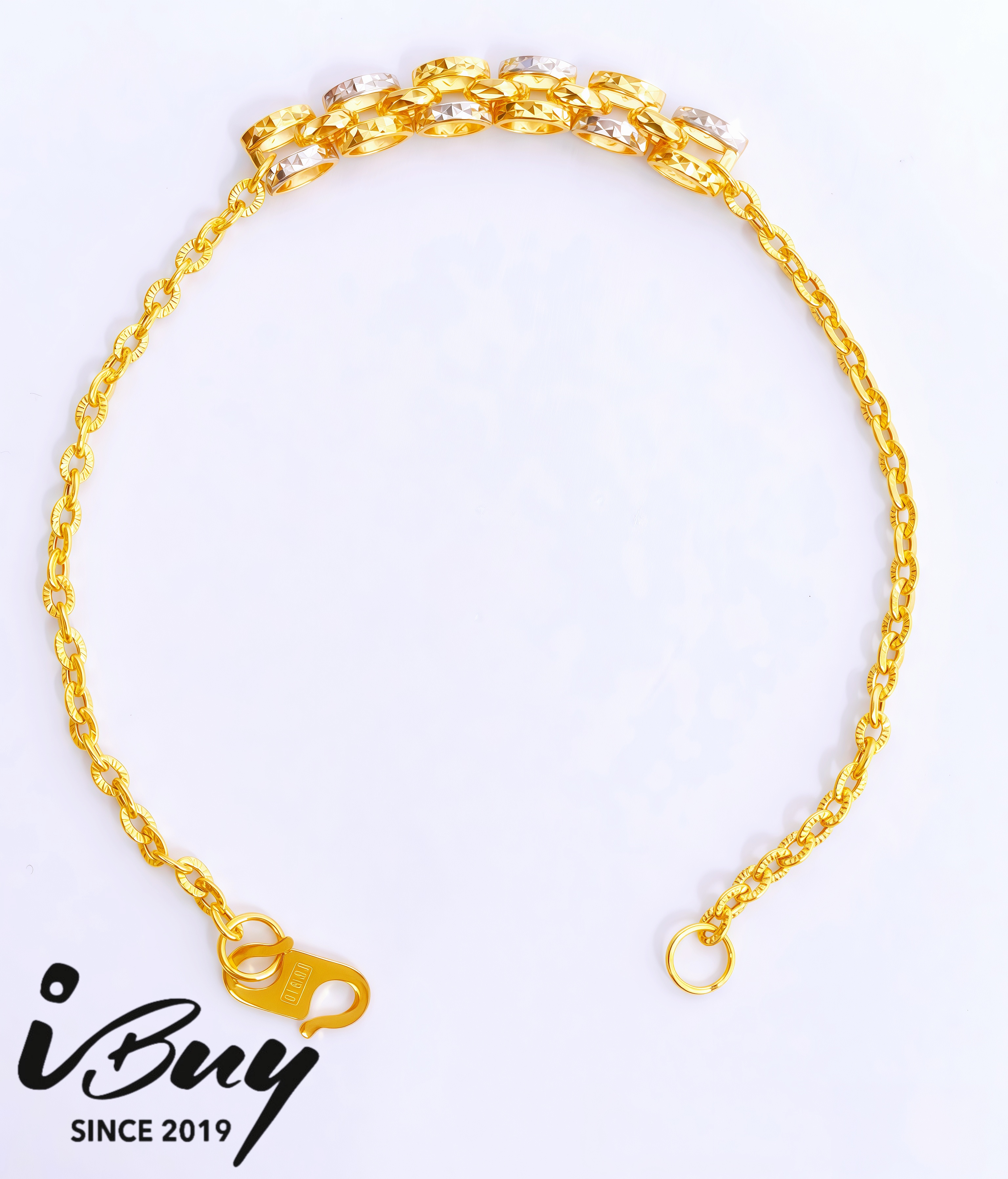 916 GOLD 2C MINI TANKER POLO STAR BRACELET 916 金 双色车花坦克太阳花手链