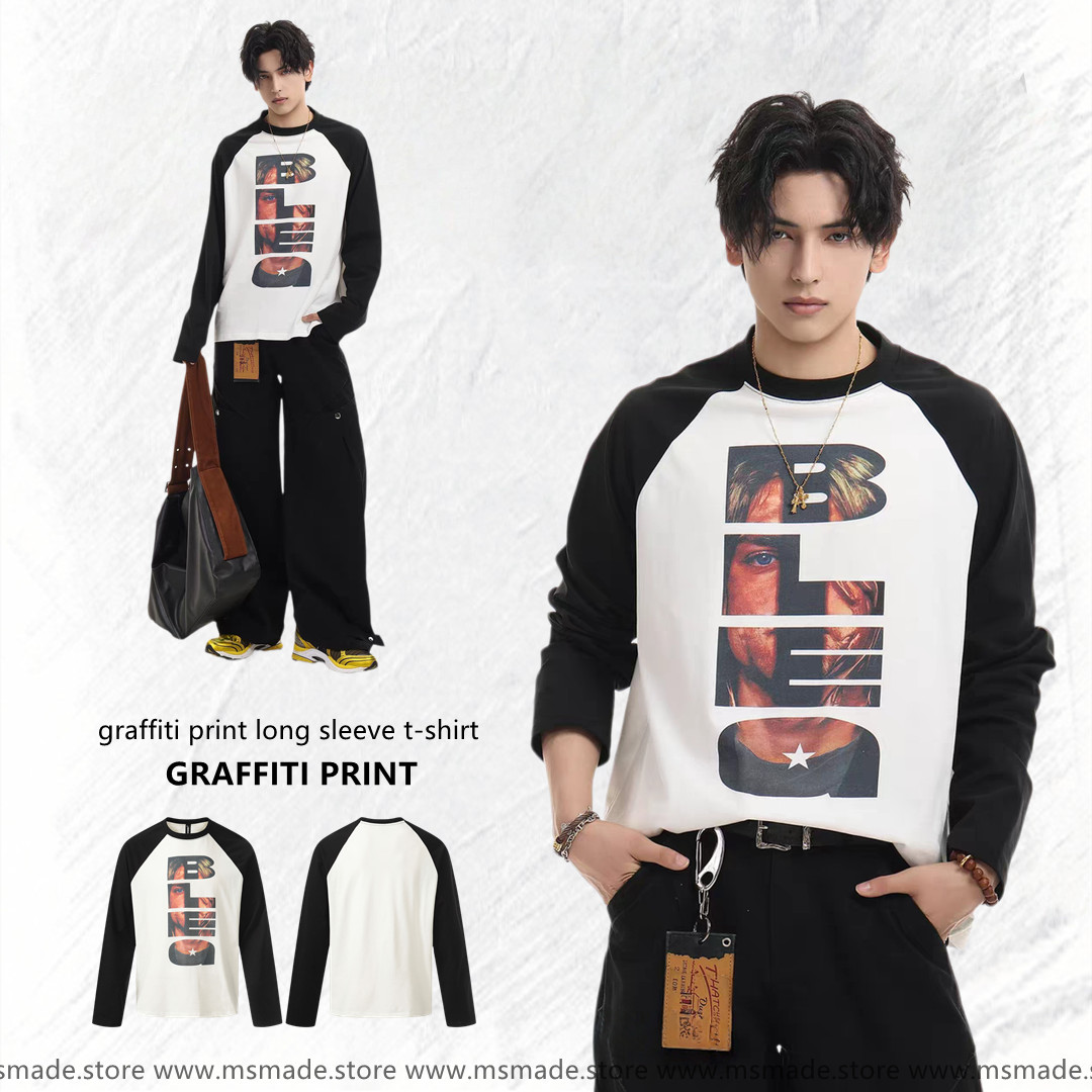 M45街頭人像印花牛角tee