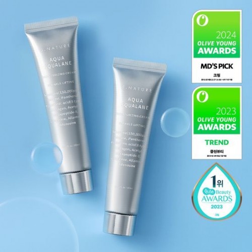 (現貨) S.NATURE Aqua Squalane Moisturizing Cream角鯊烷保濕面霜60ml+60ml | Olive Young優惠套裝