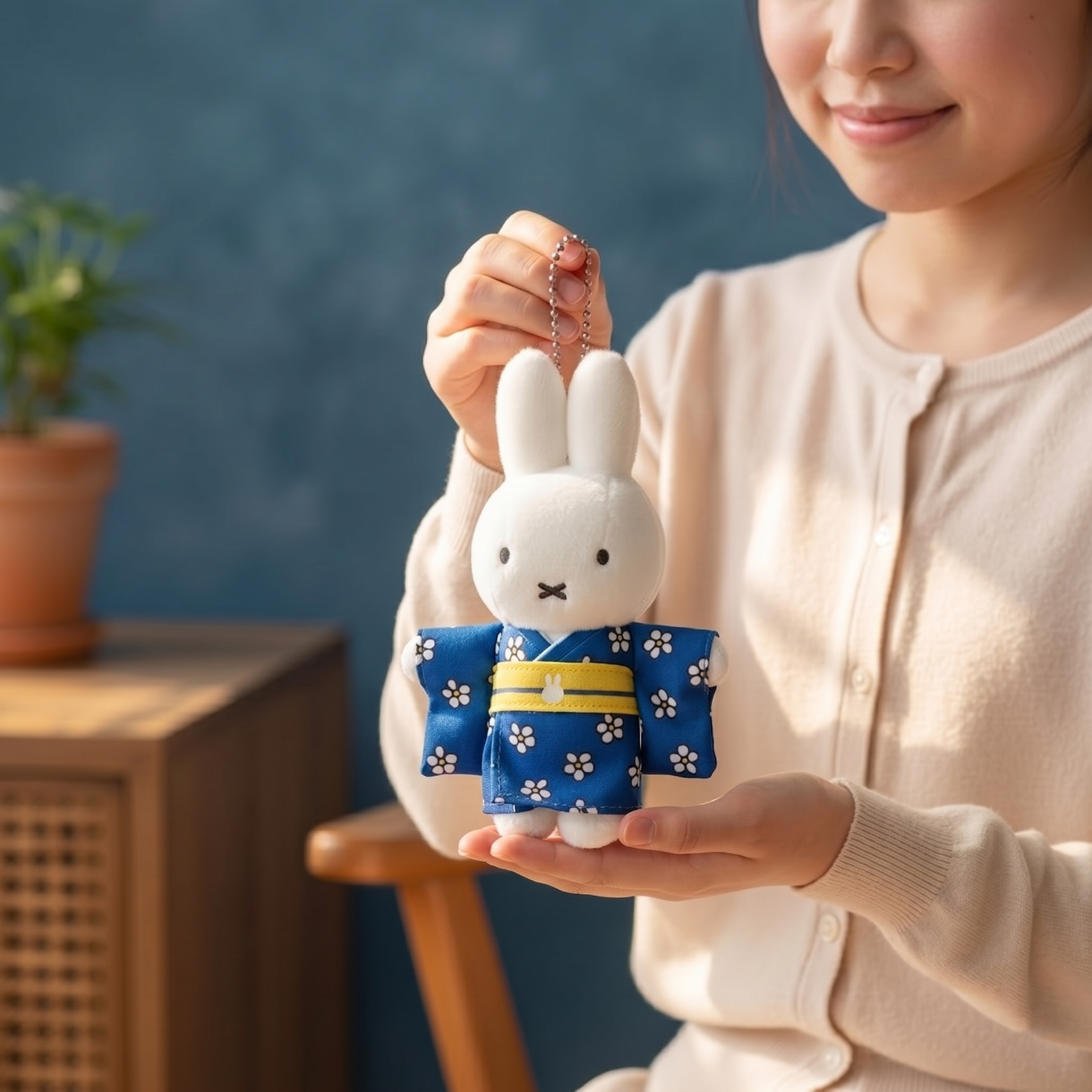 Miffy - 公仔掛飾 (藍色白花和服款)