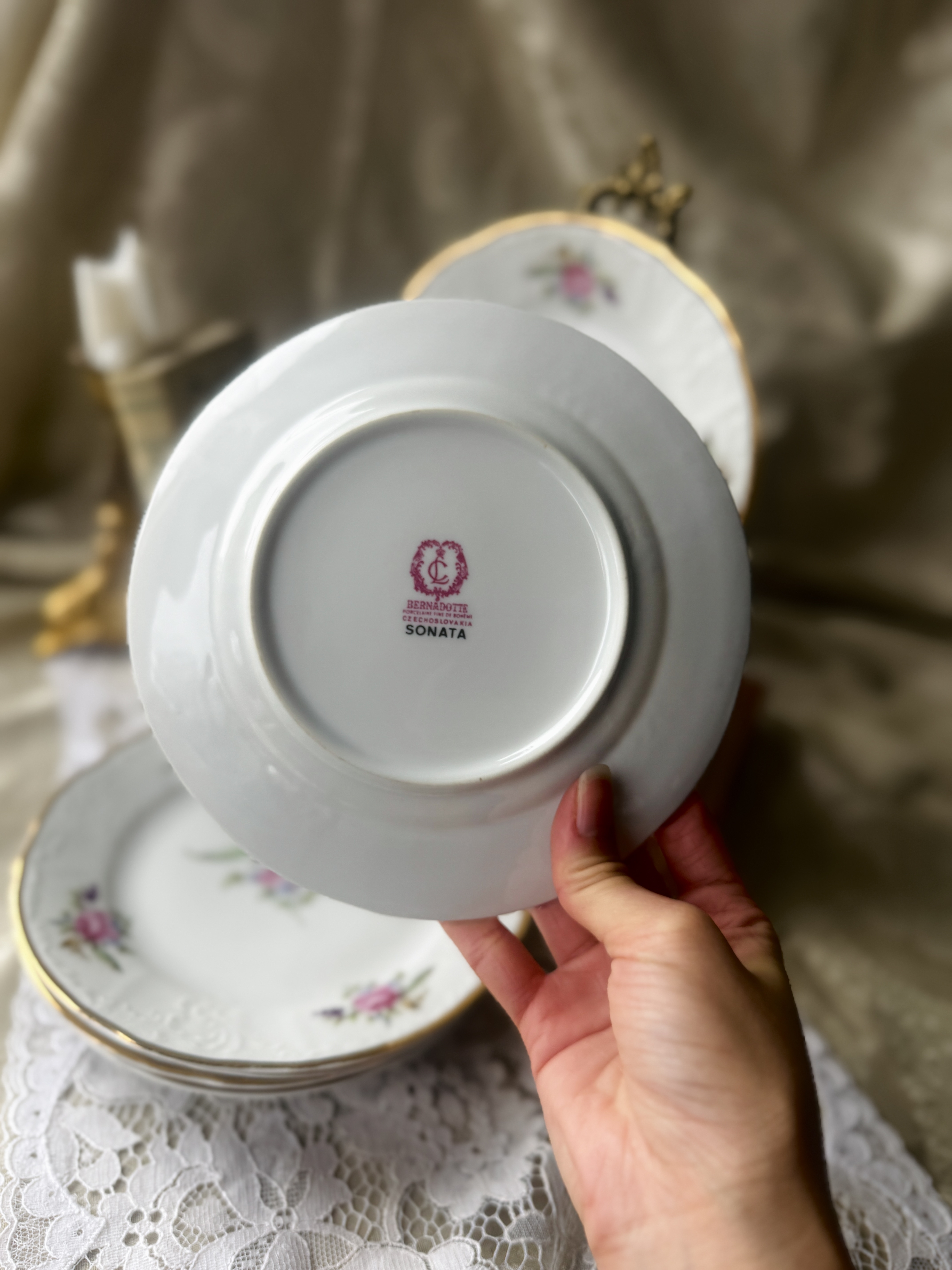 Vintage 1980s BERNADOTTE SONATA Czechoslovakian 7" Cake Plate (MT2443)