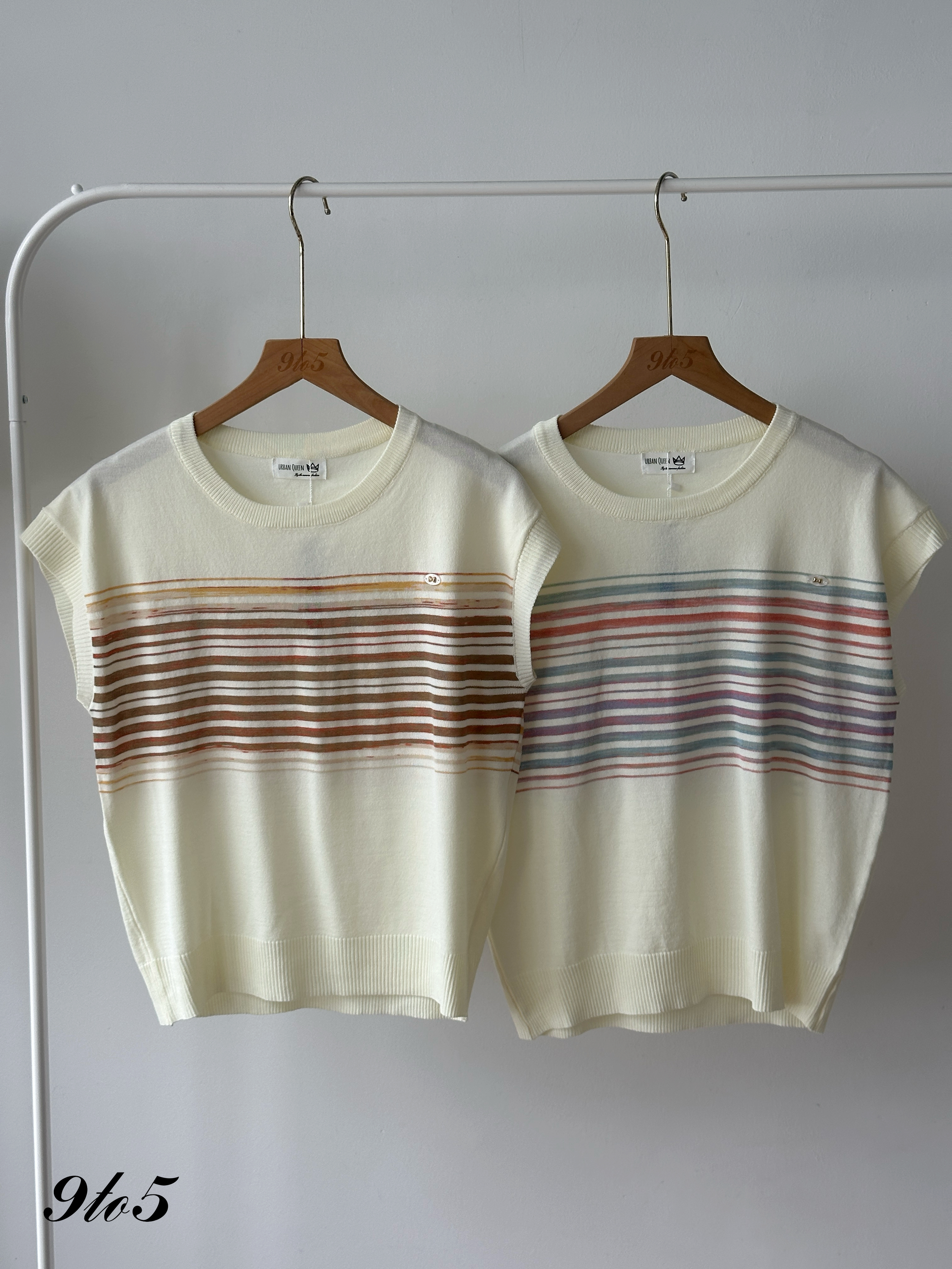 T4330 Contrast Stripe Knit Top - 4 Colors 