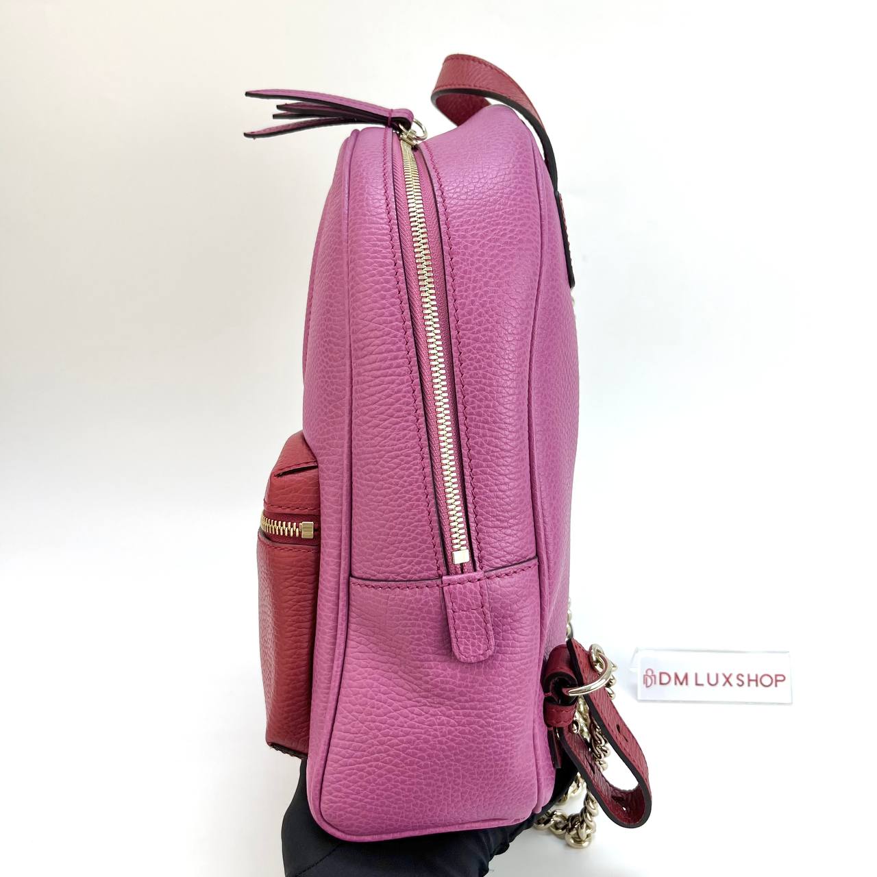 Gucci Red/Pink Peddled Soho Chain Backpack GHW