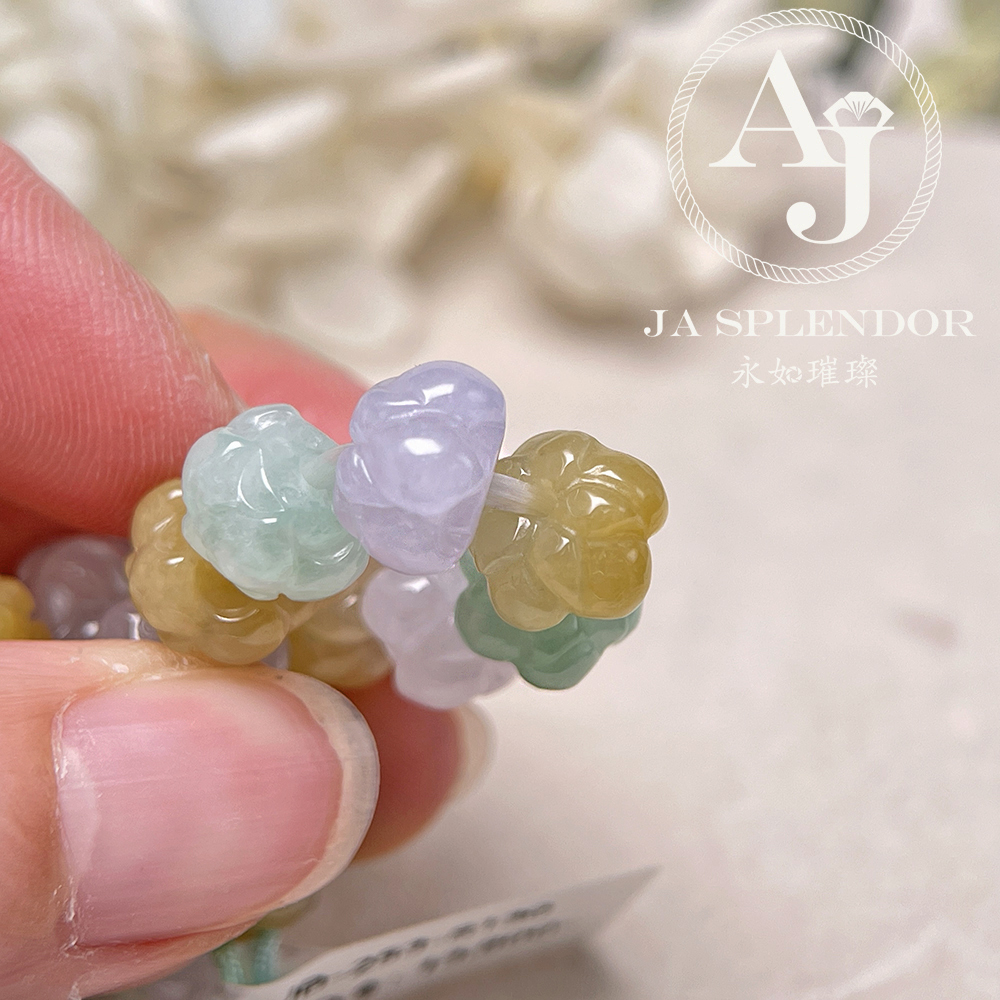 JB-253 - 冰種三彩福祿壽招貴人年年有餘蓮花手串
