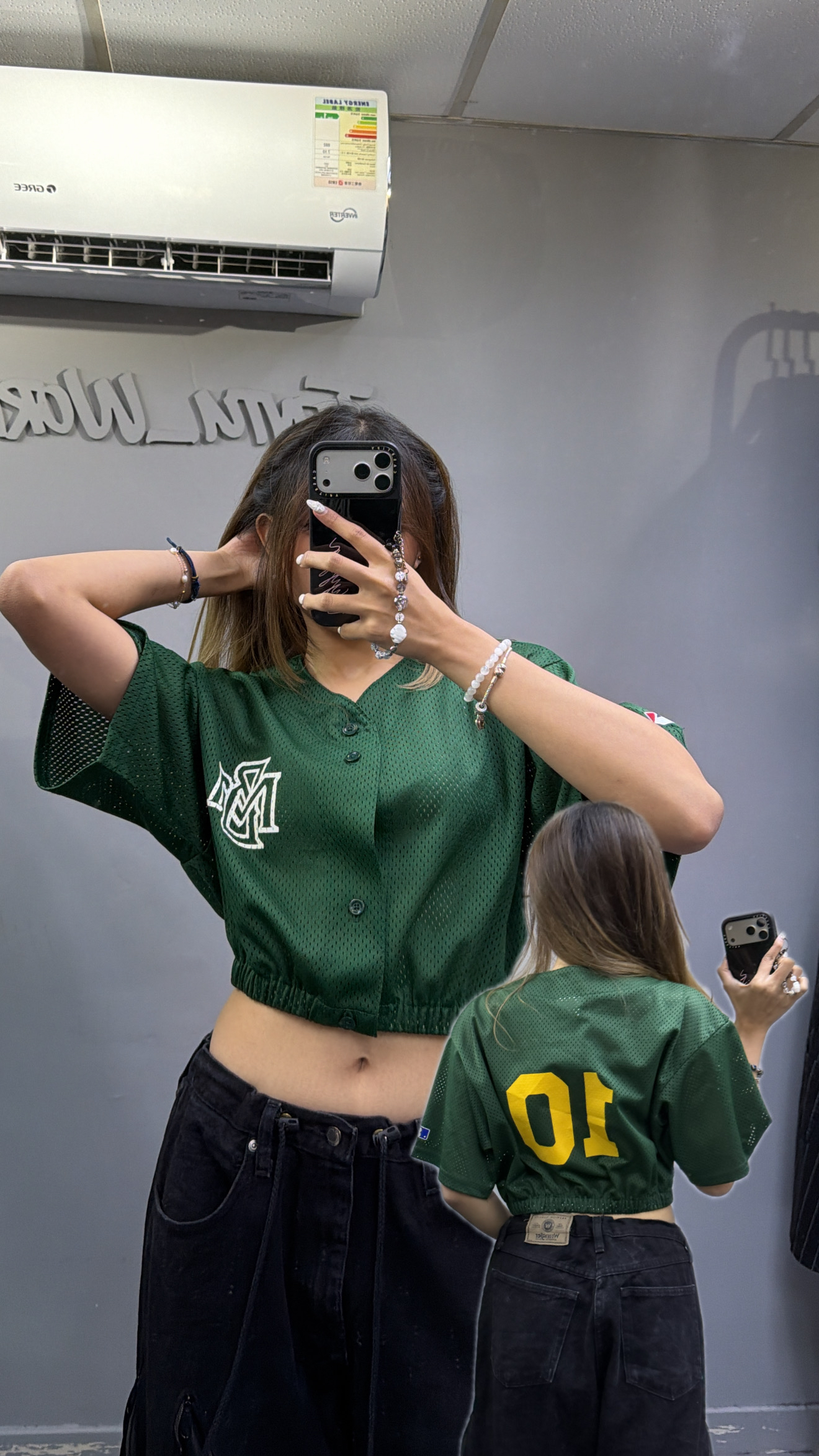 Remade Baseball Crop Top - Green 