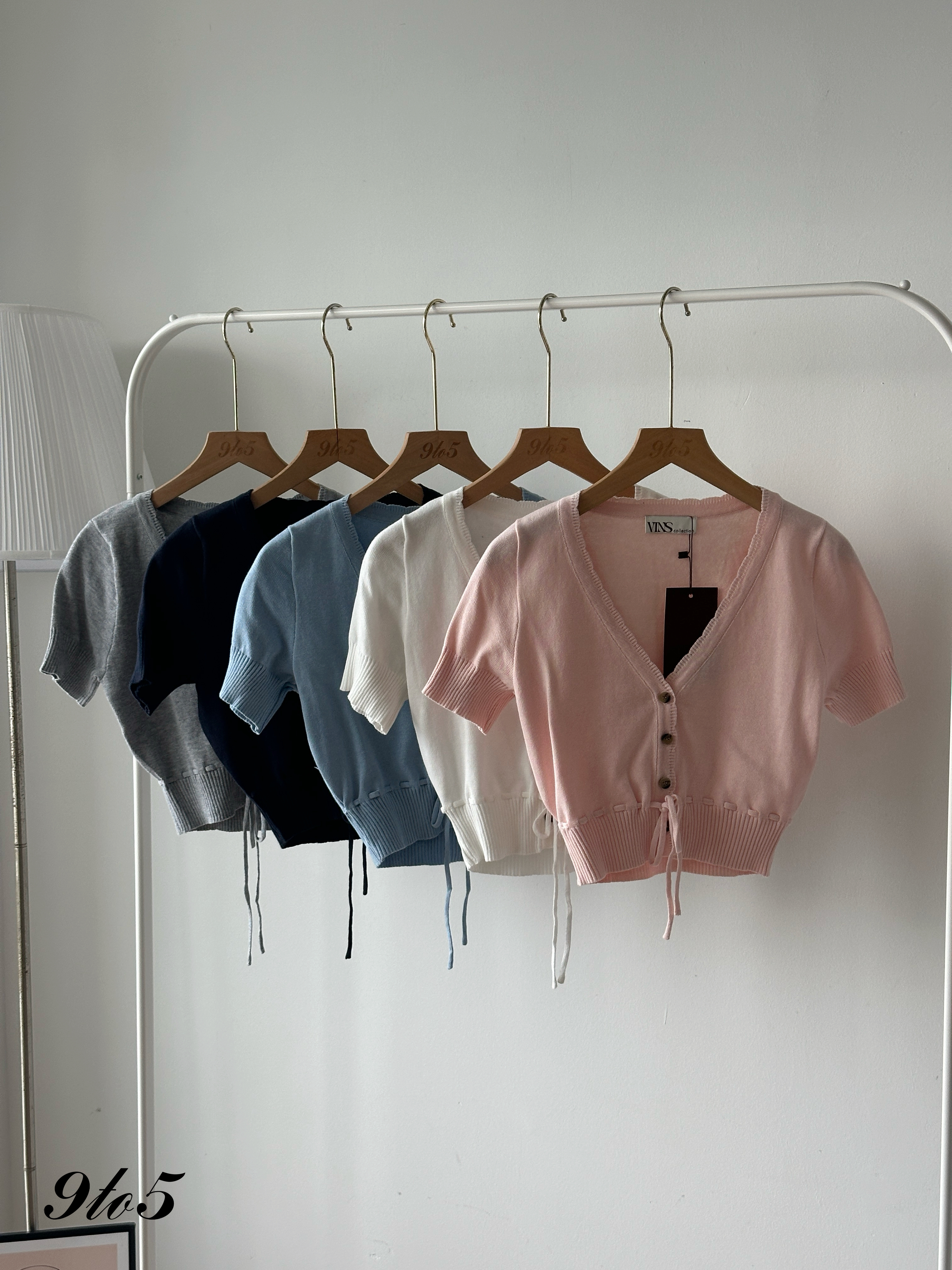 T4292 V Neck Knit Crop Top - 5 Colors 