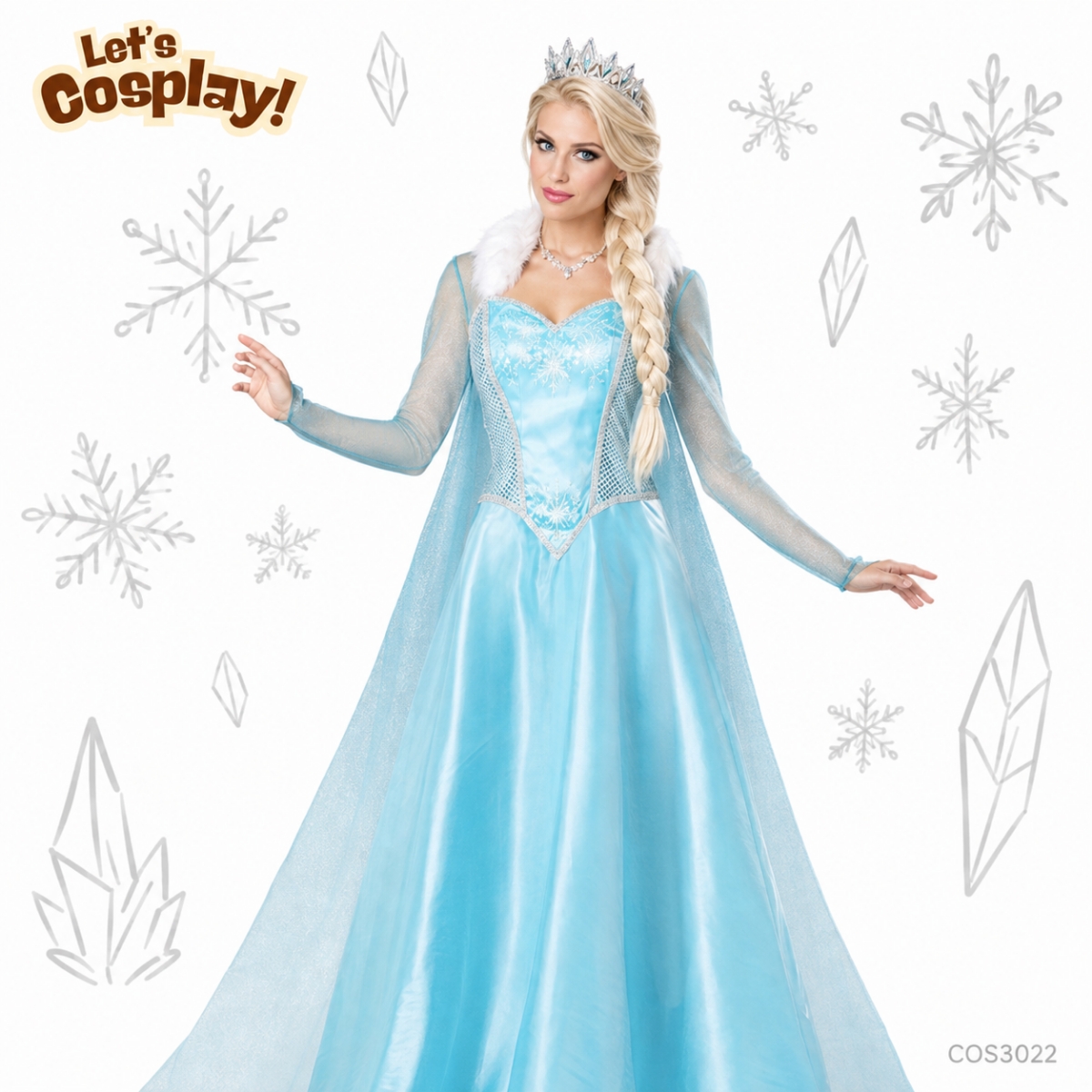 Frozen 主題 成人公主裙｜冰雪女王 Cosplay 服裝｜萬聖節角色扮演服｜聖誕派對禮服｜香港現貨 Lets Cosplay