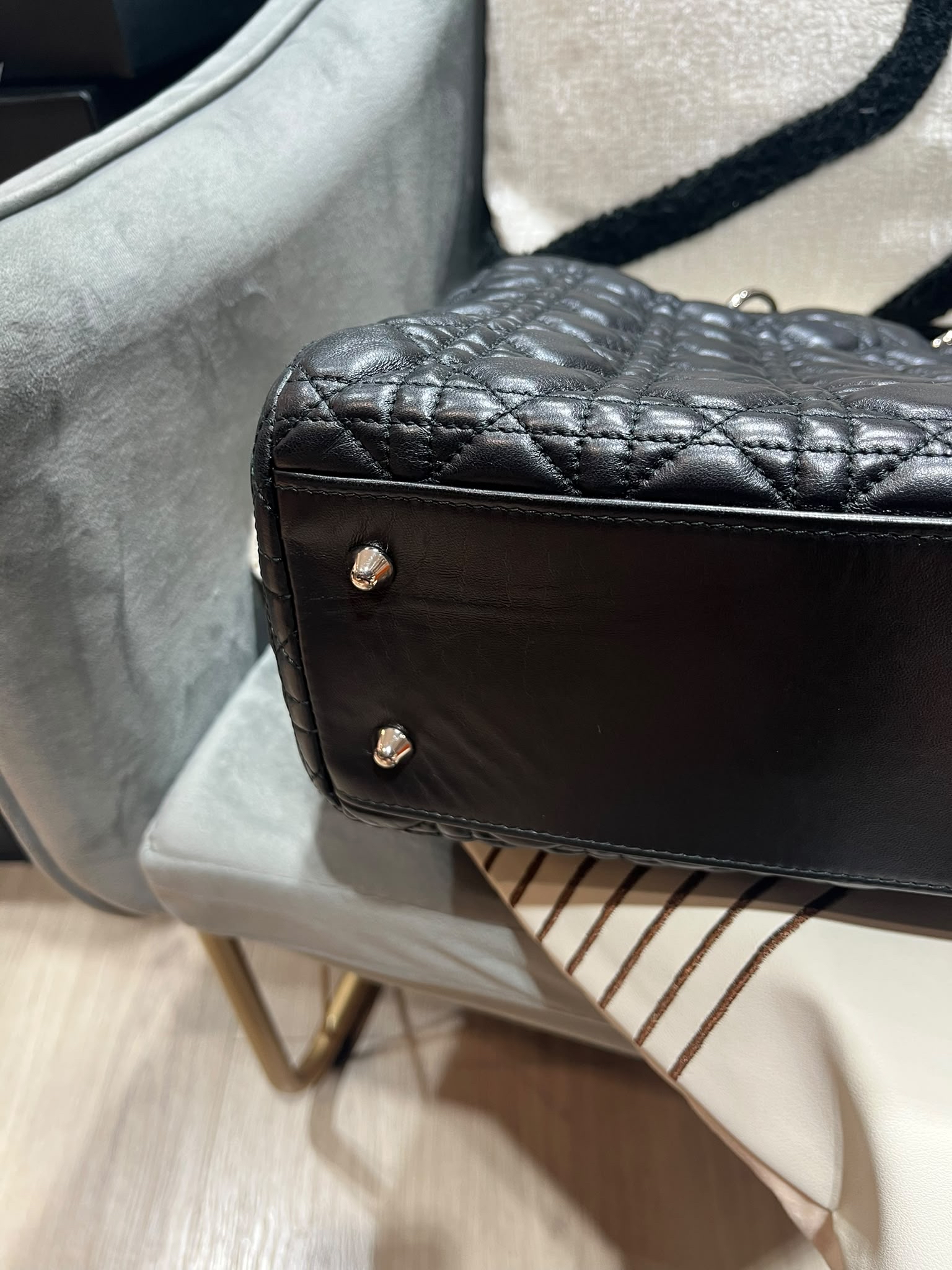 DIOR Calfskin Soft Shopping 9x7 Tote Bag 黑色牛皮100%Authentic, 95%New ✅Dust bag