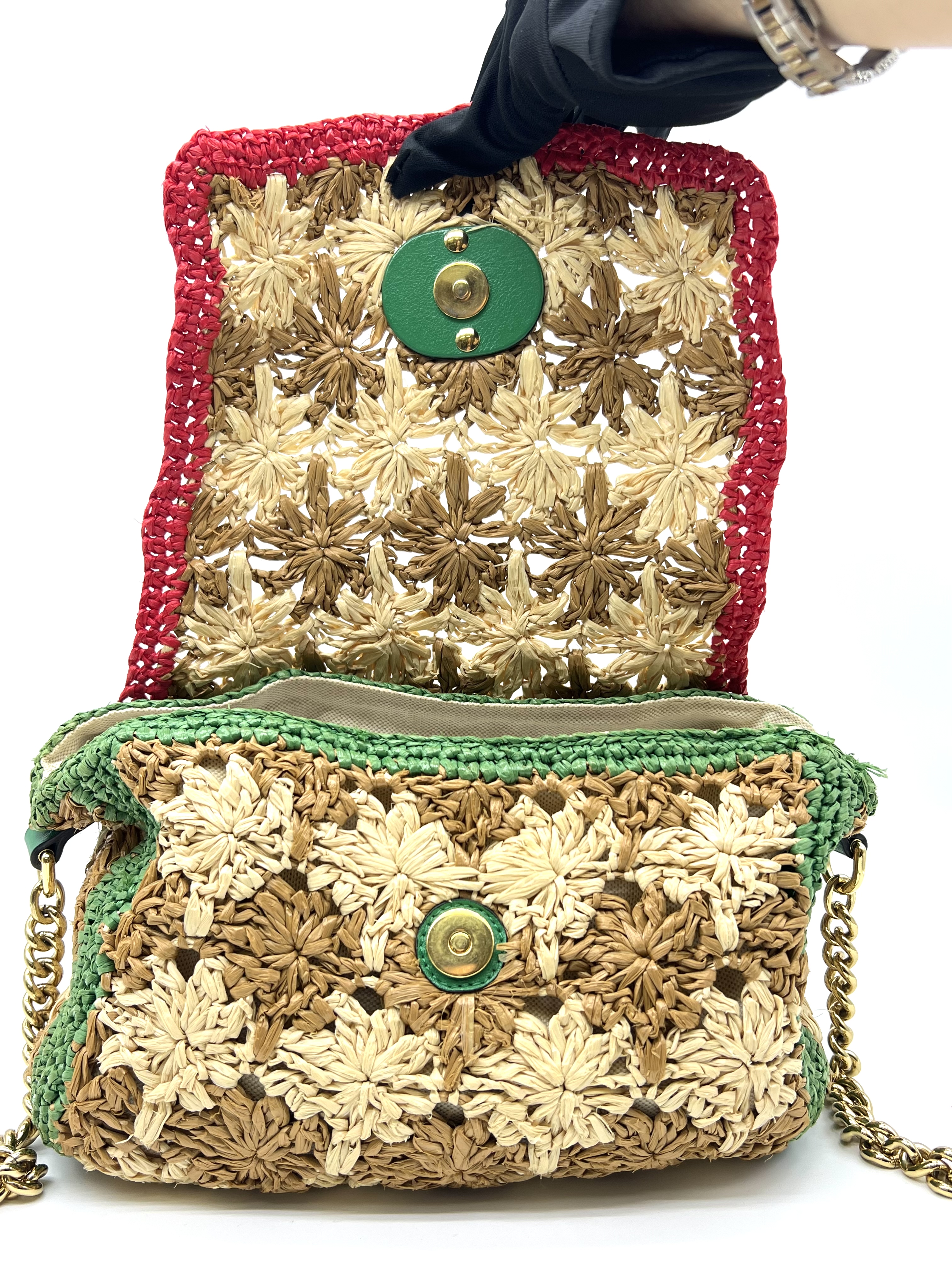 Pre-Owned GG Marmont Raffia Crochet Flower Shoulder Bag / Product Code: 26051202