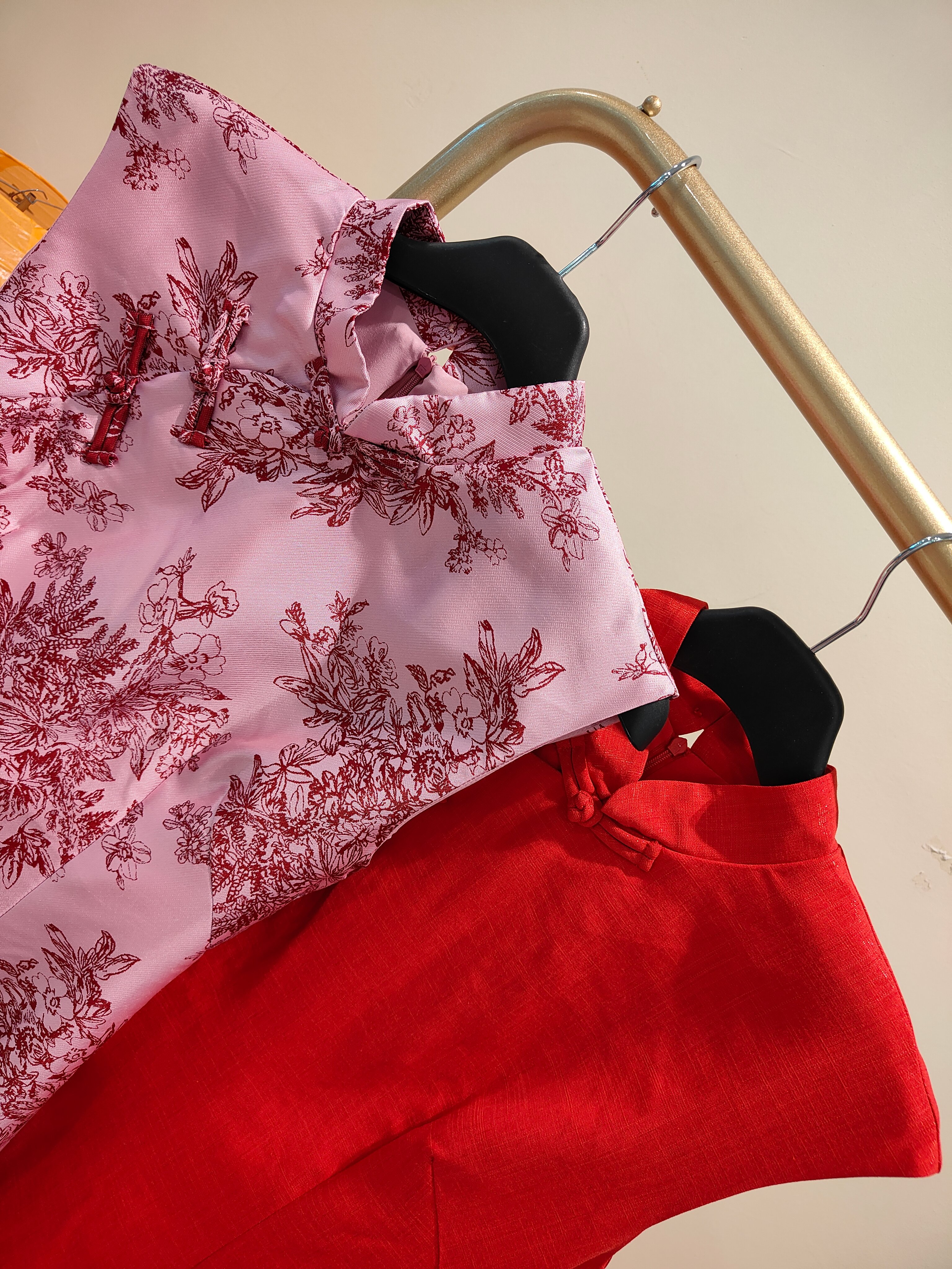 独家长款旗袍 红色 2128