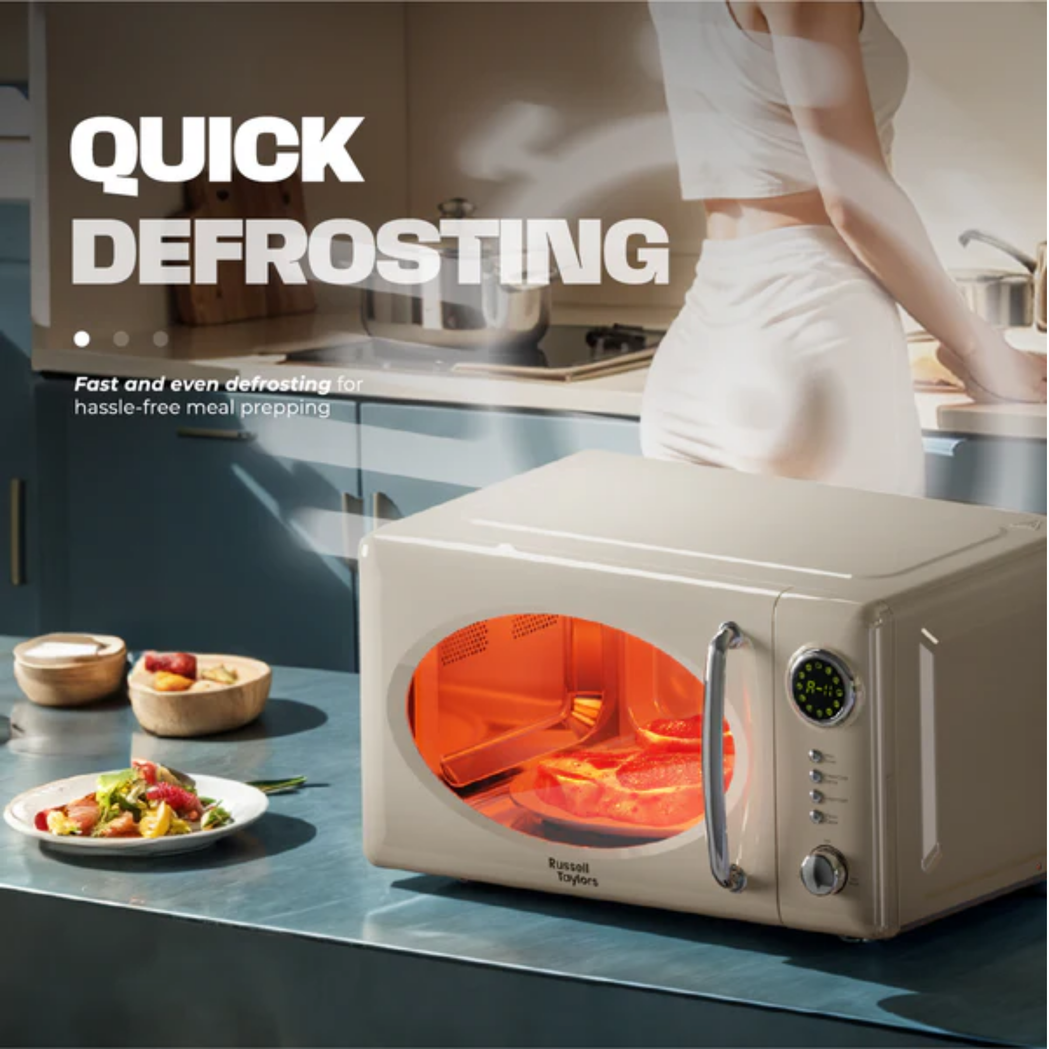 Russell Taylors 20L Retro Microwave Oven Blue (M2)